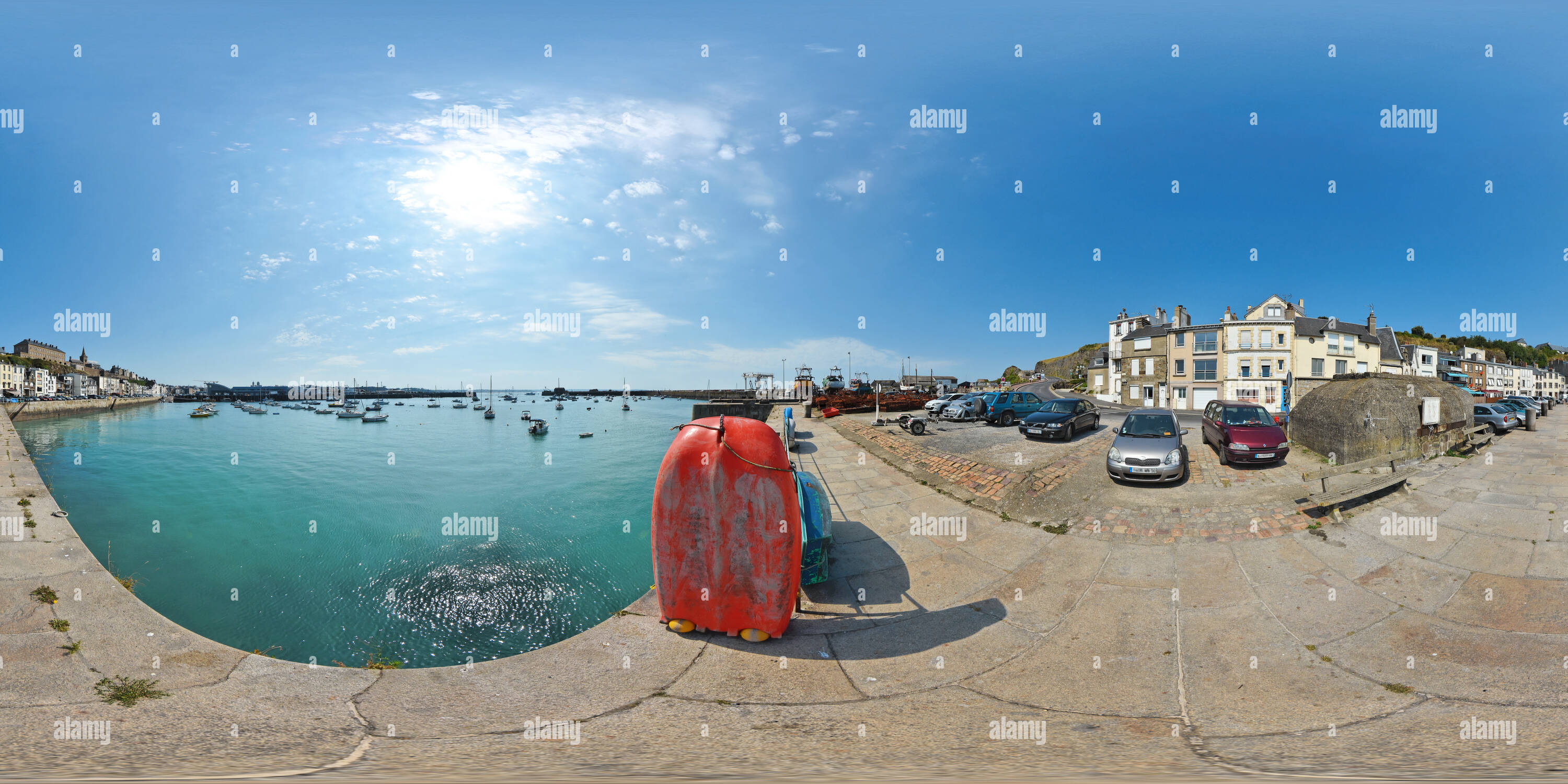 Visualizzazione panoramica a 360 gradi di Quai du plan Coupé de l'avant-port de Granville - Francia