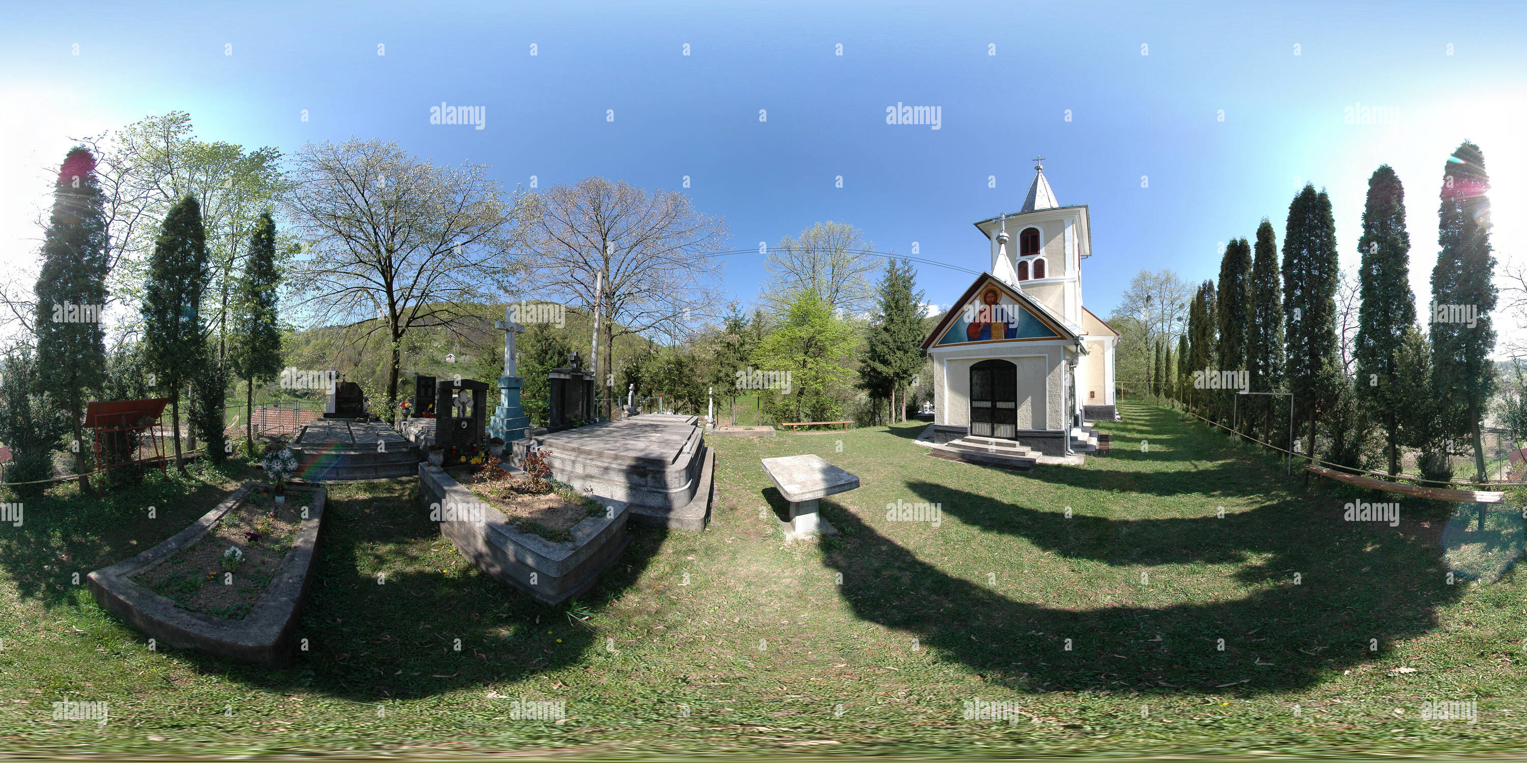 Visualizzazione panoramica a 360 gradi di "Adormirea Maicii Domnului" (ipotesi) Chiesa 1907, Valea Borcutului, Baia Mare