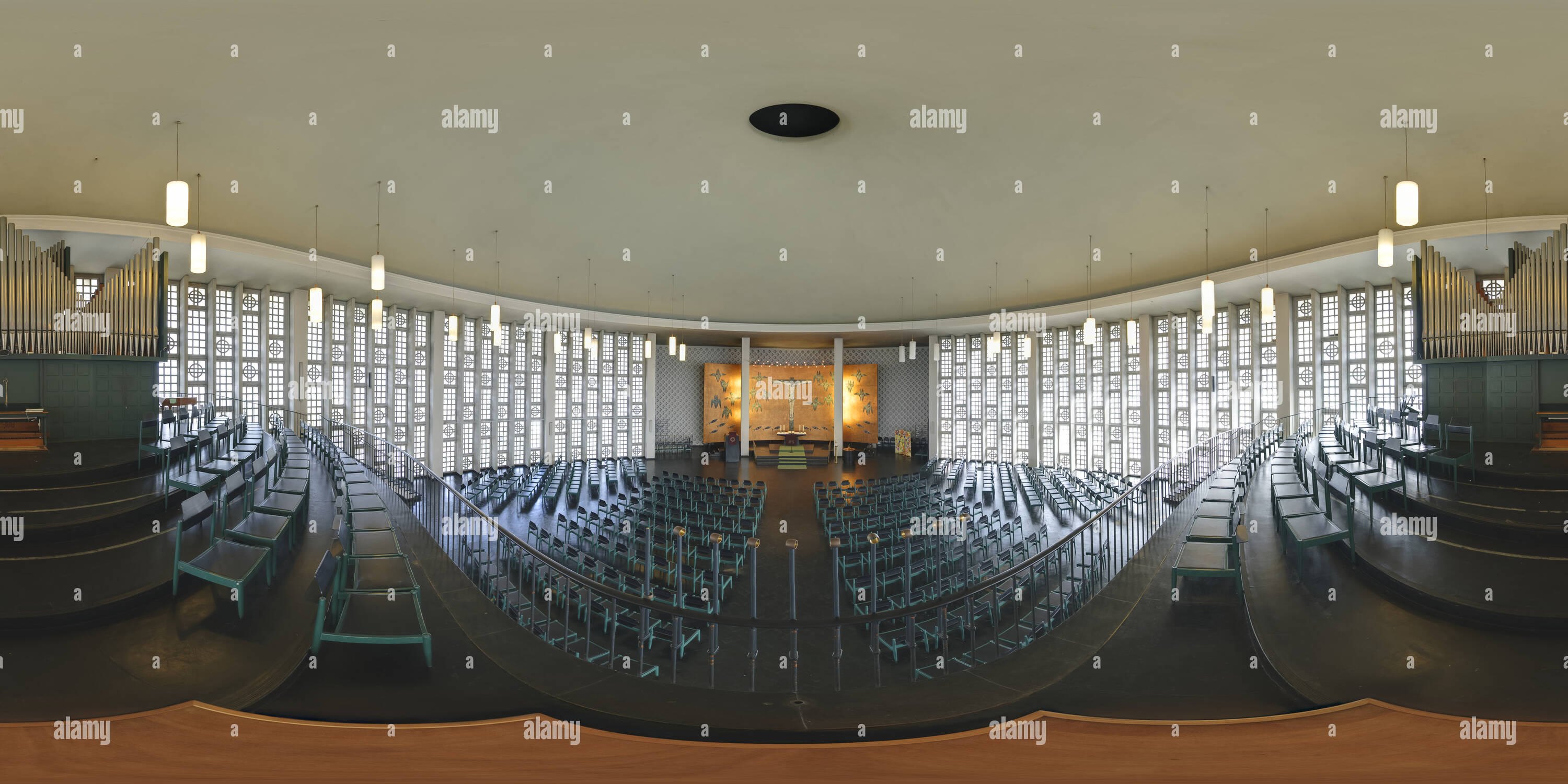 Visualizzazione panoramica a 360 gradi di Ludwigshafen Reno - Chiesa della Pace - La chiesa principale Gallery Camere con organo - PALATINO - Germania
