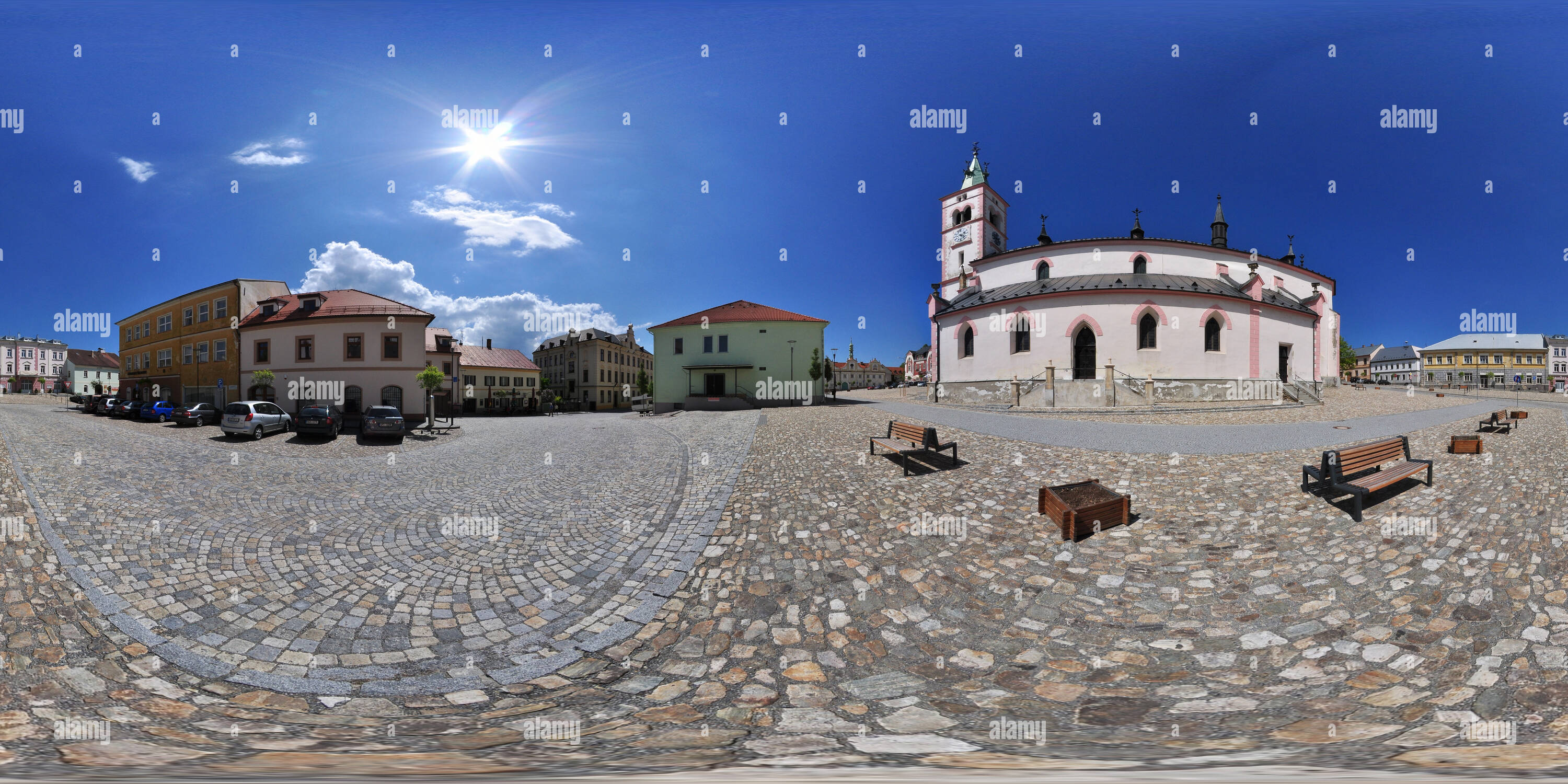 Visualizzazione panoramica a 360 gradi di Kašperské Hory (Bergreichenstein) - Stadtplatz-5