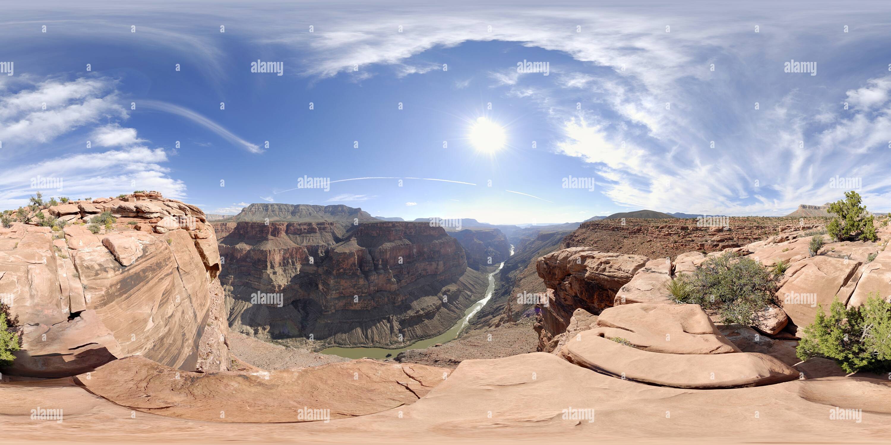Visualizzazione panoramica a 360 gradi di Toroweap si affacciano sul Grand Canyon North Rim rivolto a ovest