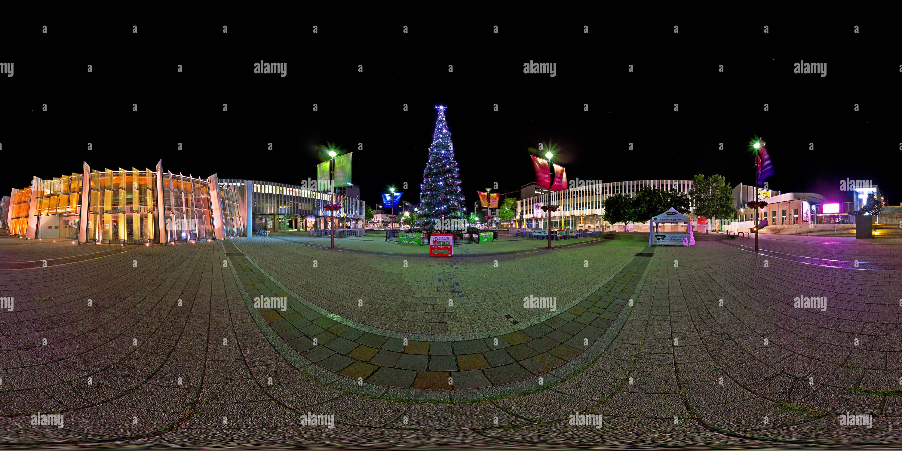 Visualizzazione panoramica a 360 gradi di Canberra - Piazza Civica albero di Natale 2012
