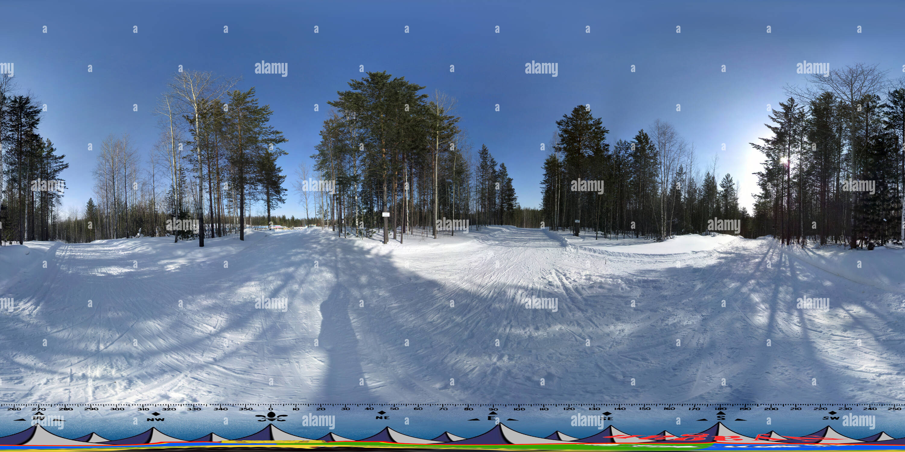 Visualizzazione panoramica a 360 gradi di Vicino alla stadio del biathlon