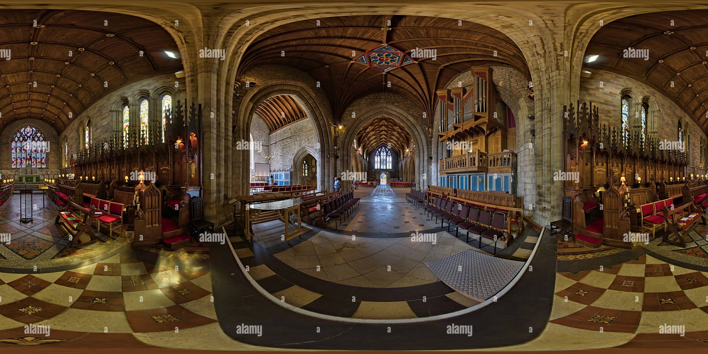 Visualizzazione panoramica a 360 gradi di St Asaph cattedrale, il Galles del Nord