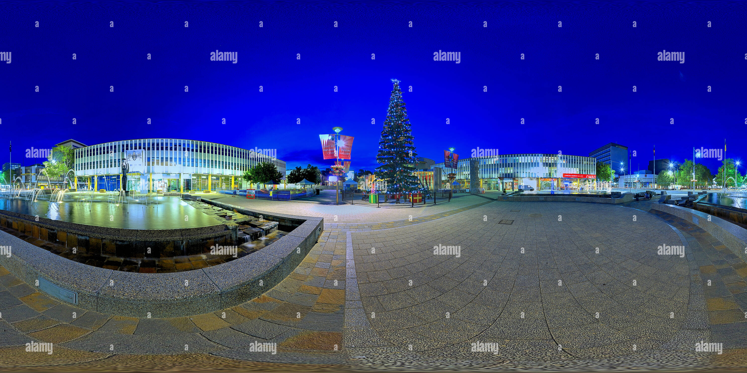 Visualizzazione panoramica a 360 gradi di Canberra - Piazza Civica albero di Natale 2013