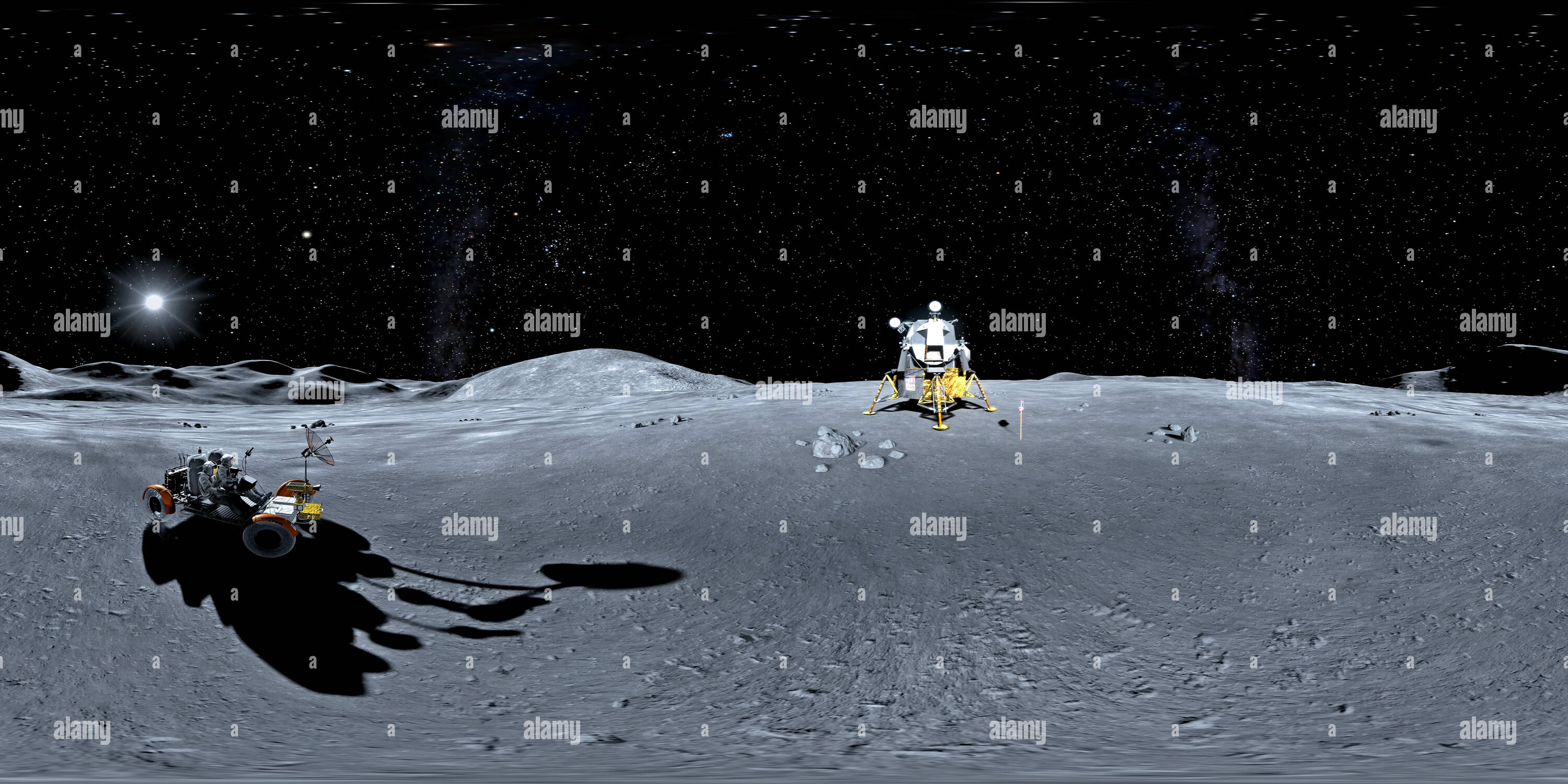 Visualizzazione panoramica a 360 gradi di Gran Turismo 6 - lunar rover sulla luna