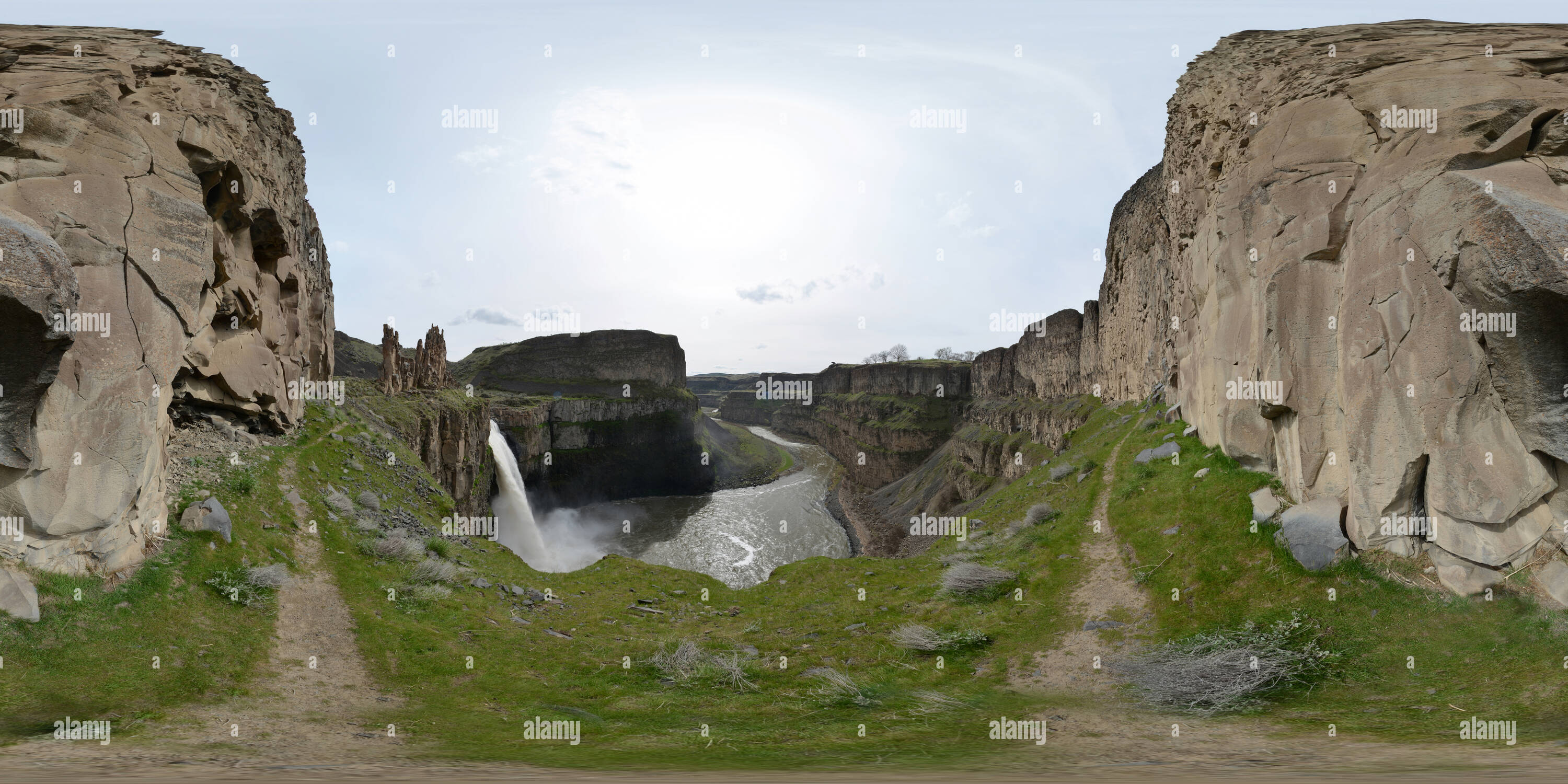 Visualizzazione panoramica a 360 gradi di Palouse Falls State Park, nello Stato di Washington, USA