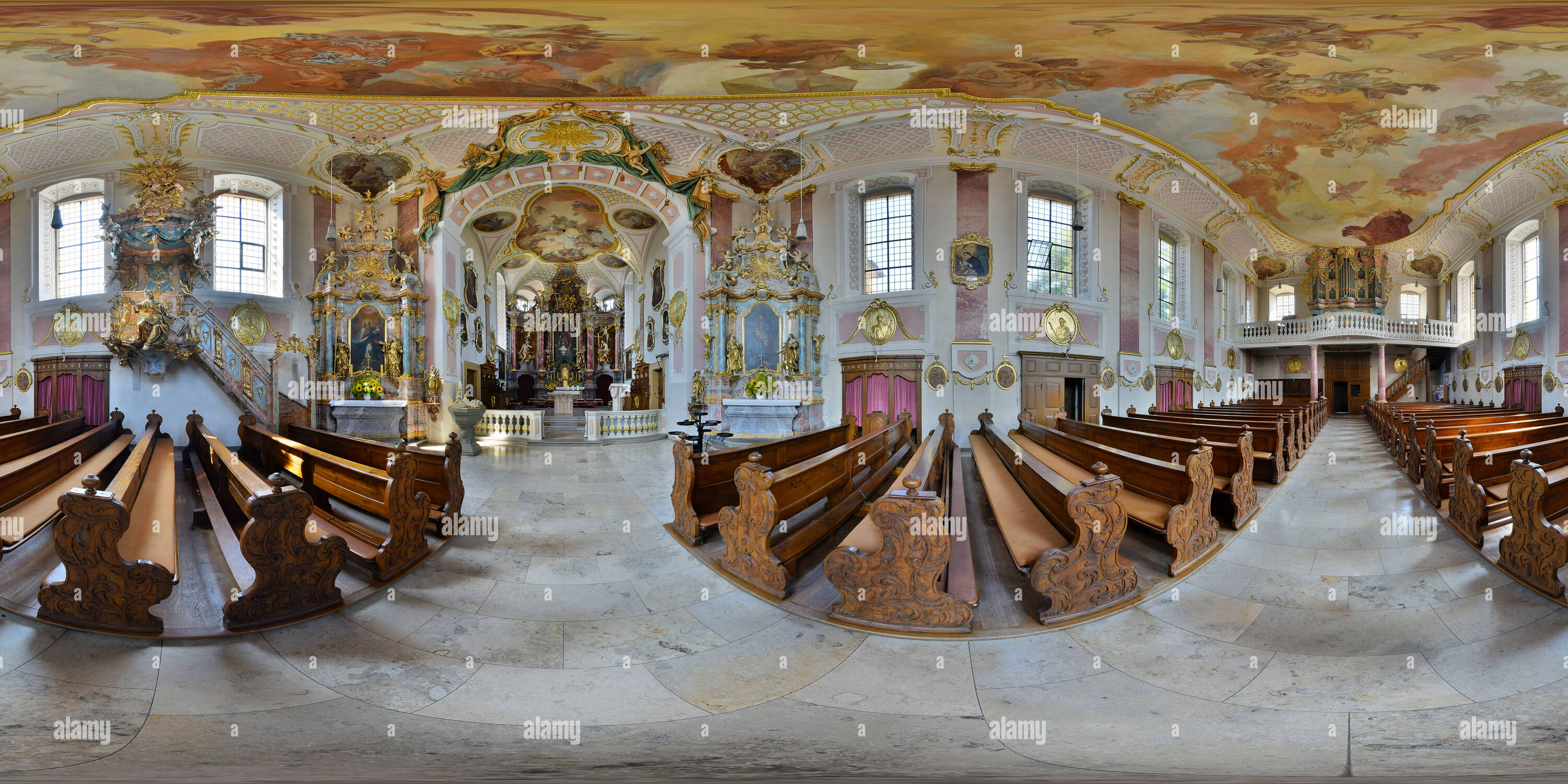 Visualizzazione panoramica a 360 gradi di Gaukoenigshofen - Angelo Custode Chiesa