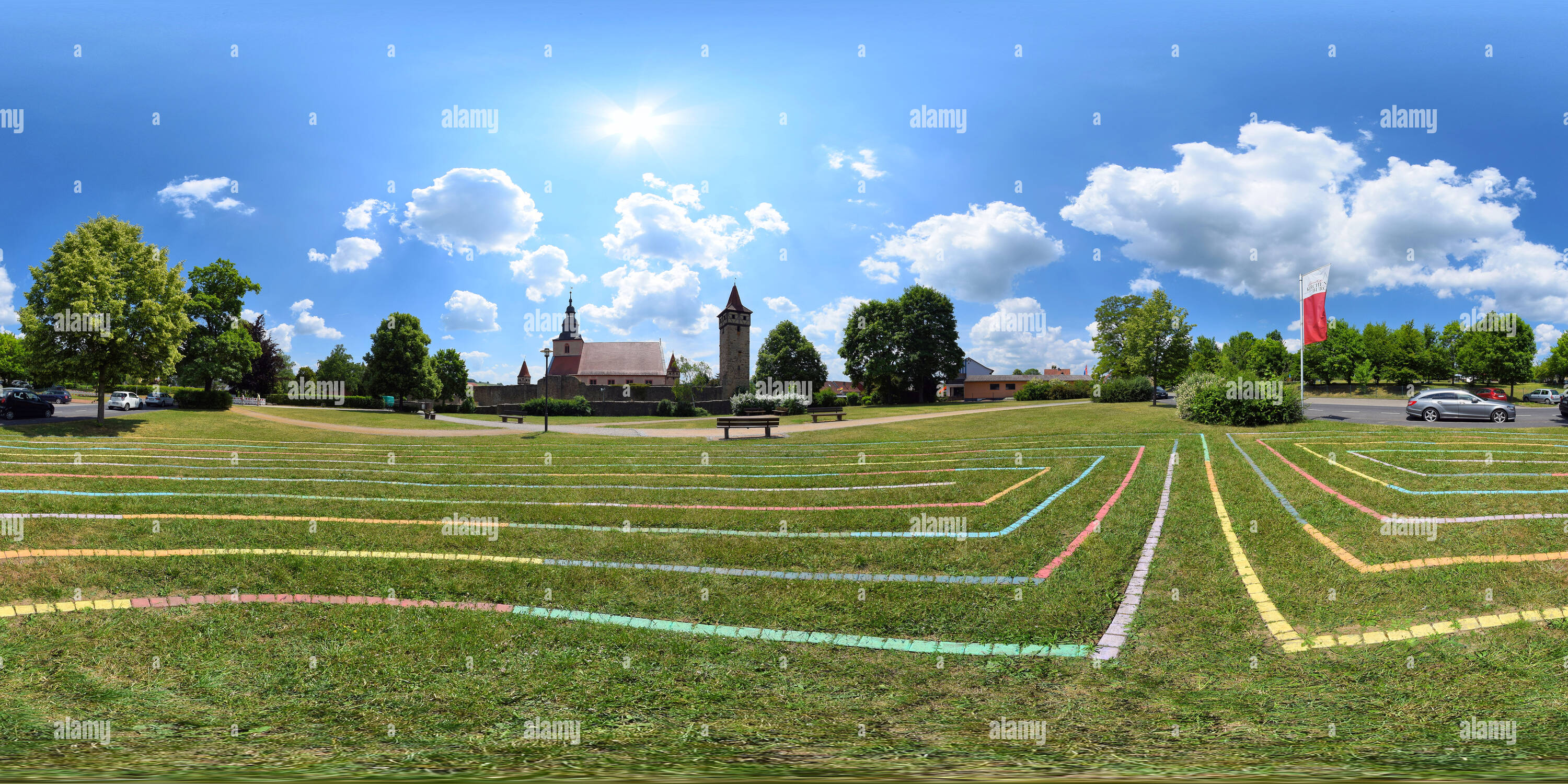 Visualizzazione panoramica a 360 gradi di Ostheim vor der Rhon - CHIESA FORTIFICATA nord vista