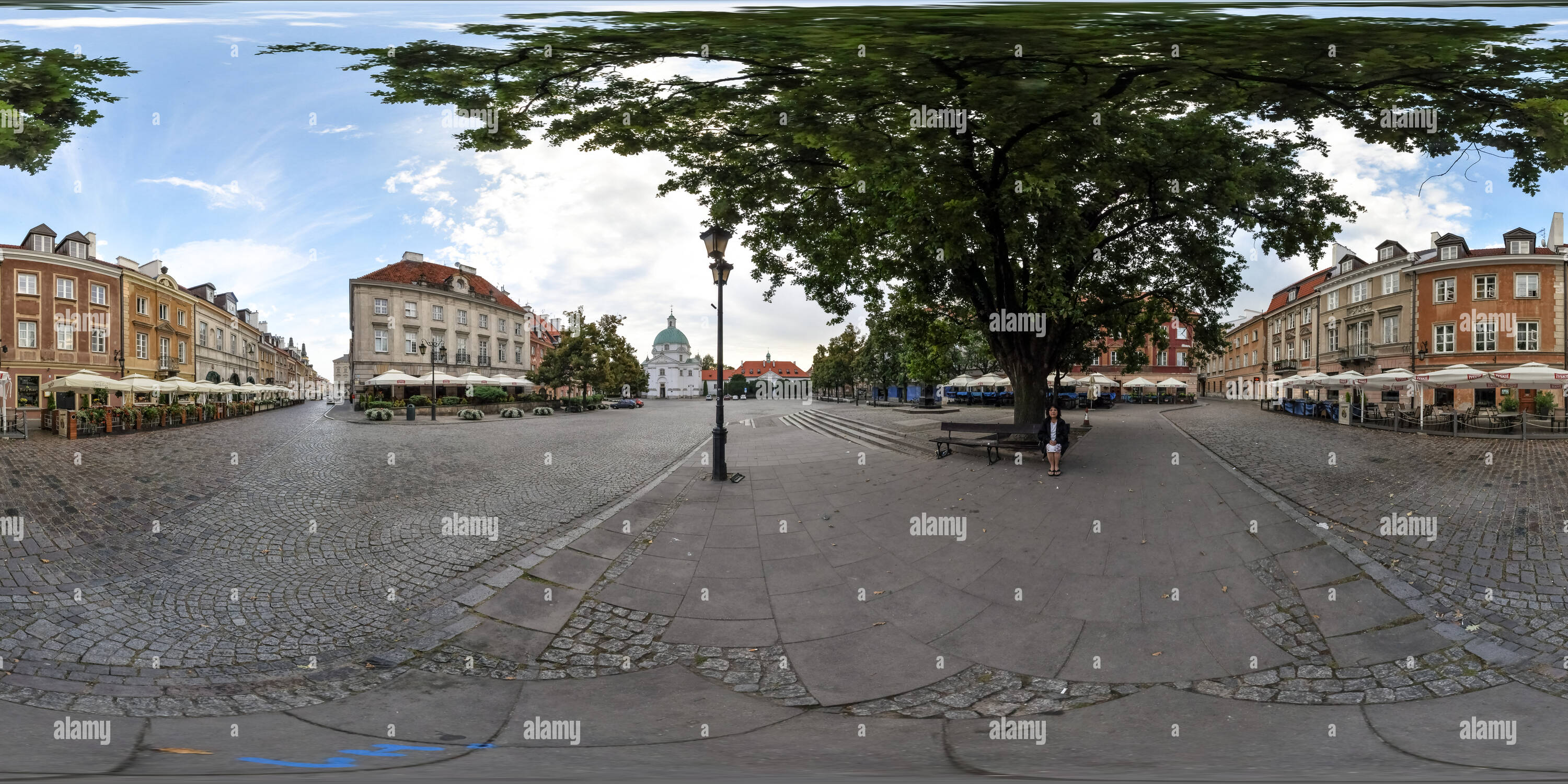 Visualizzazione panoramica a 360 gradi di St Kazimierz Chiesa Rynek Nowego Miasta Varsavia Pologne