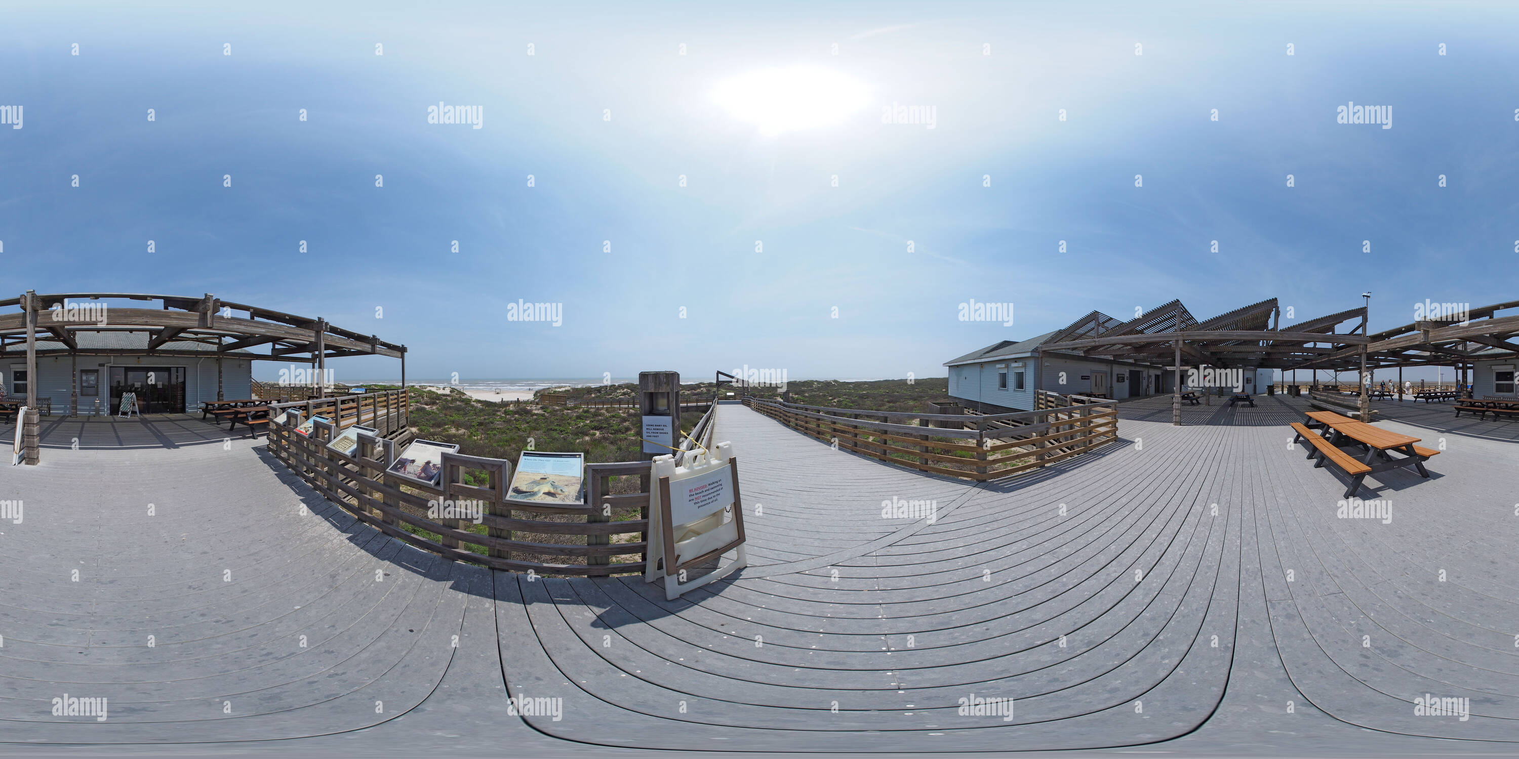 Visualizzazione panoramica a 360 gradi di Malaquite Visitor Center a Padre Island National Seashore