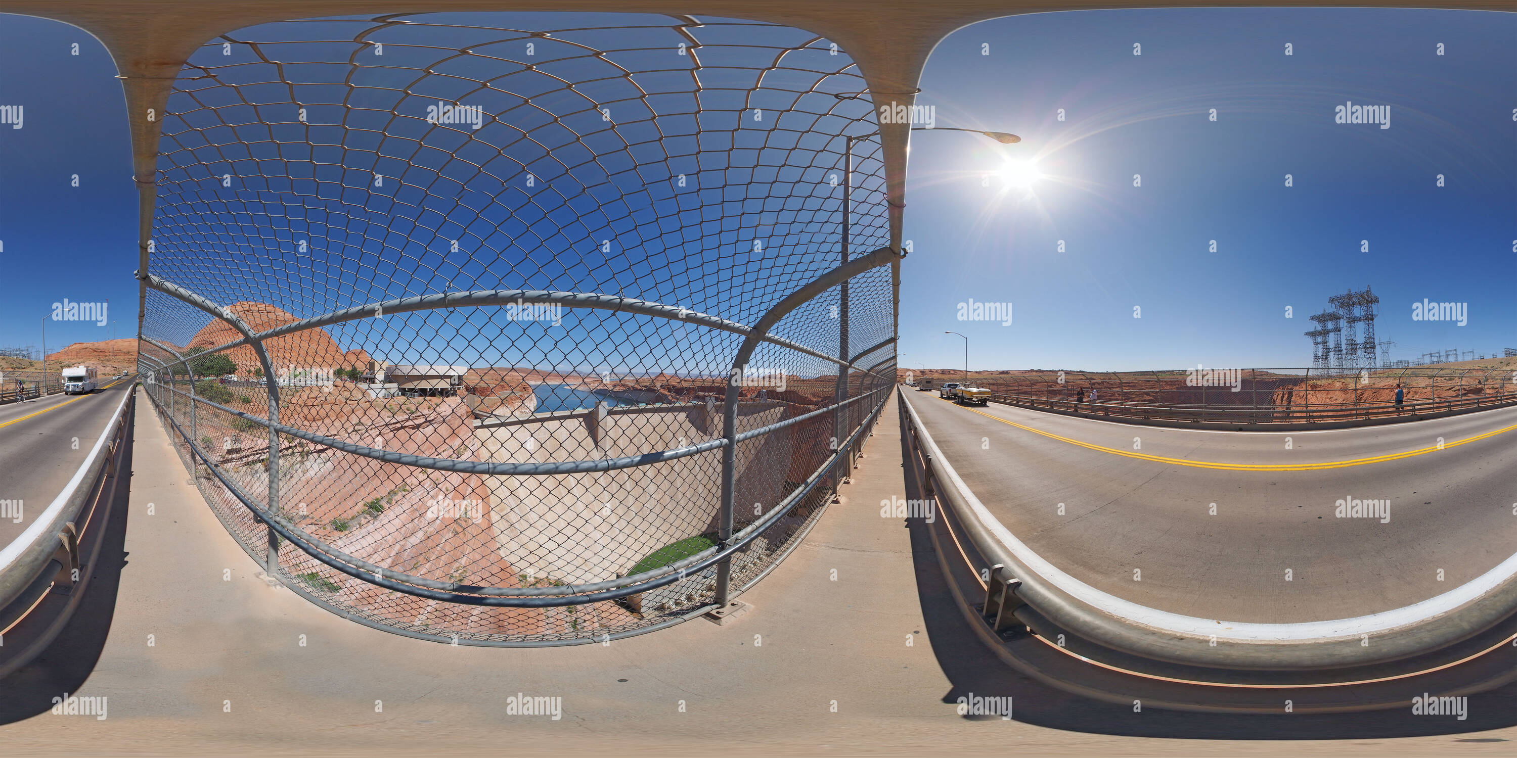 Visualizzazione panoramica a 360 gradi di Glen Canyon Dam dal ponte