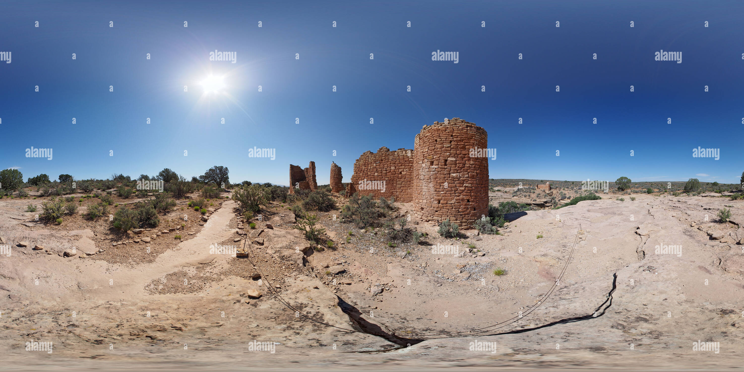 Visualizzazione panoramica a 360 gradi di Hovenweep Castello al mattino