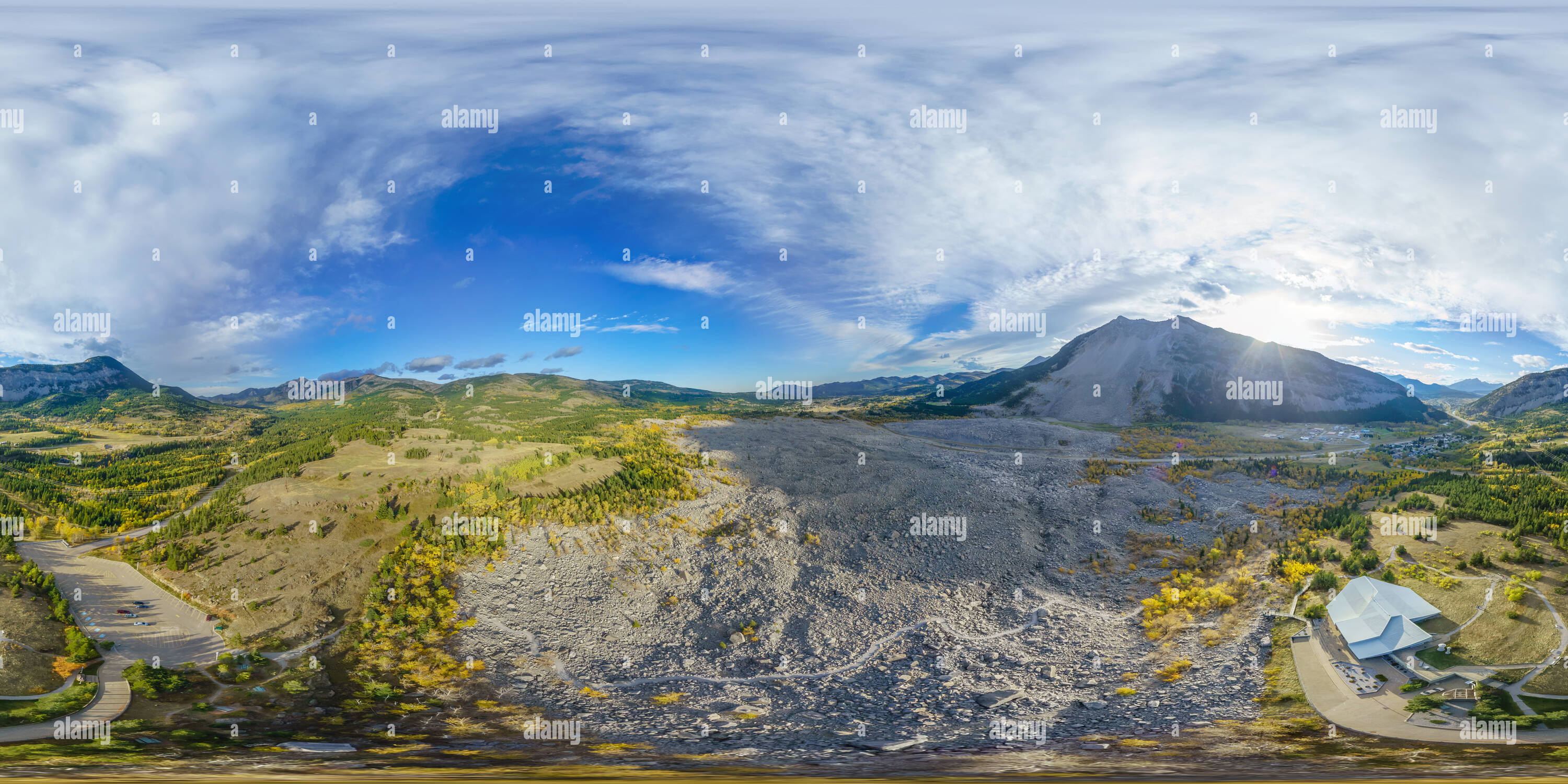 Visualizzazione panoramica a 360 gradi di Frank diapositiva, Alberta, Canada