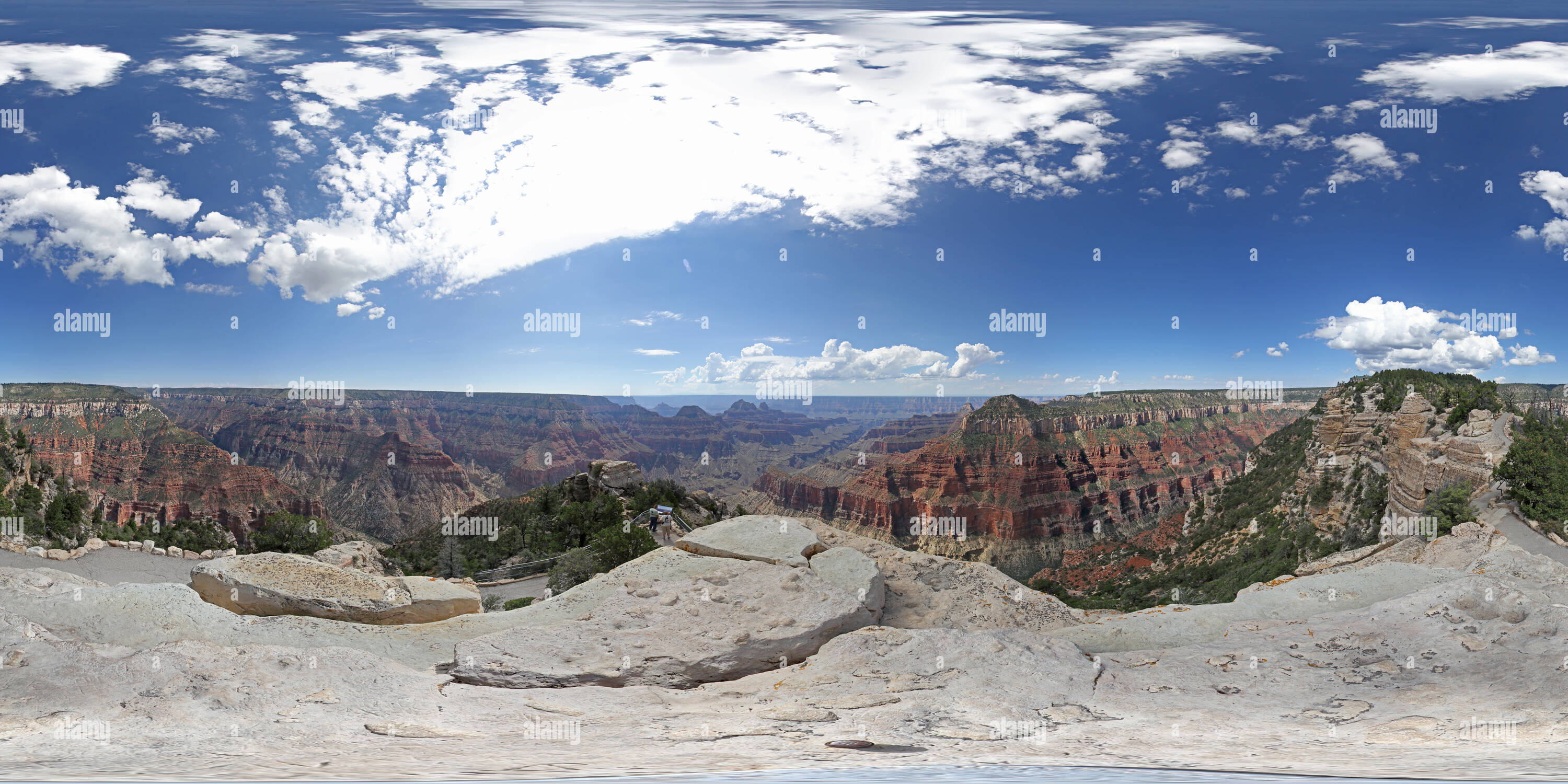 Visualizzazione panoramica a 360 gradi di Il Bright Angel Point, Grand Canyon North Rim, AZ