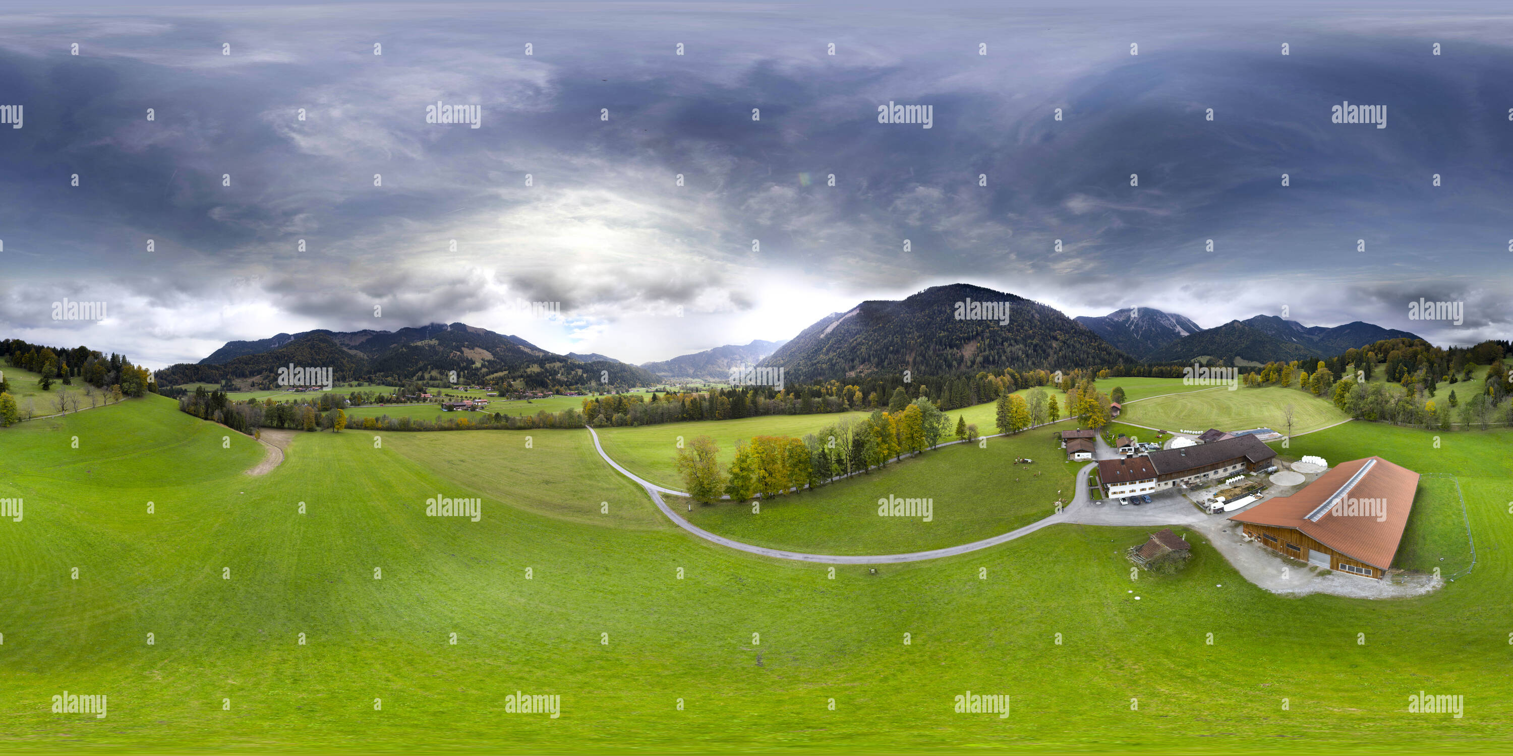 Visualizzazione panoramica a 360 gradi di "Klarerhof' Familie Leitner Klarer 1 · D-83735 Bayrischzel, Okt2016, Vista Aerea