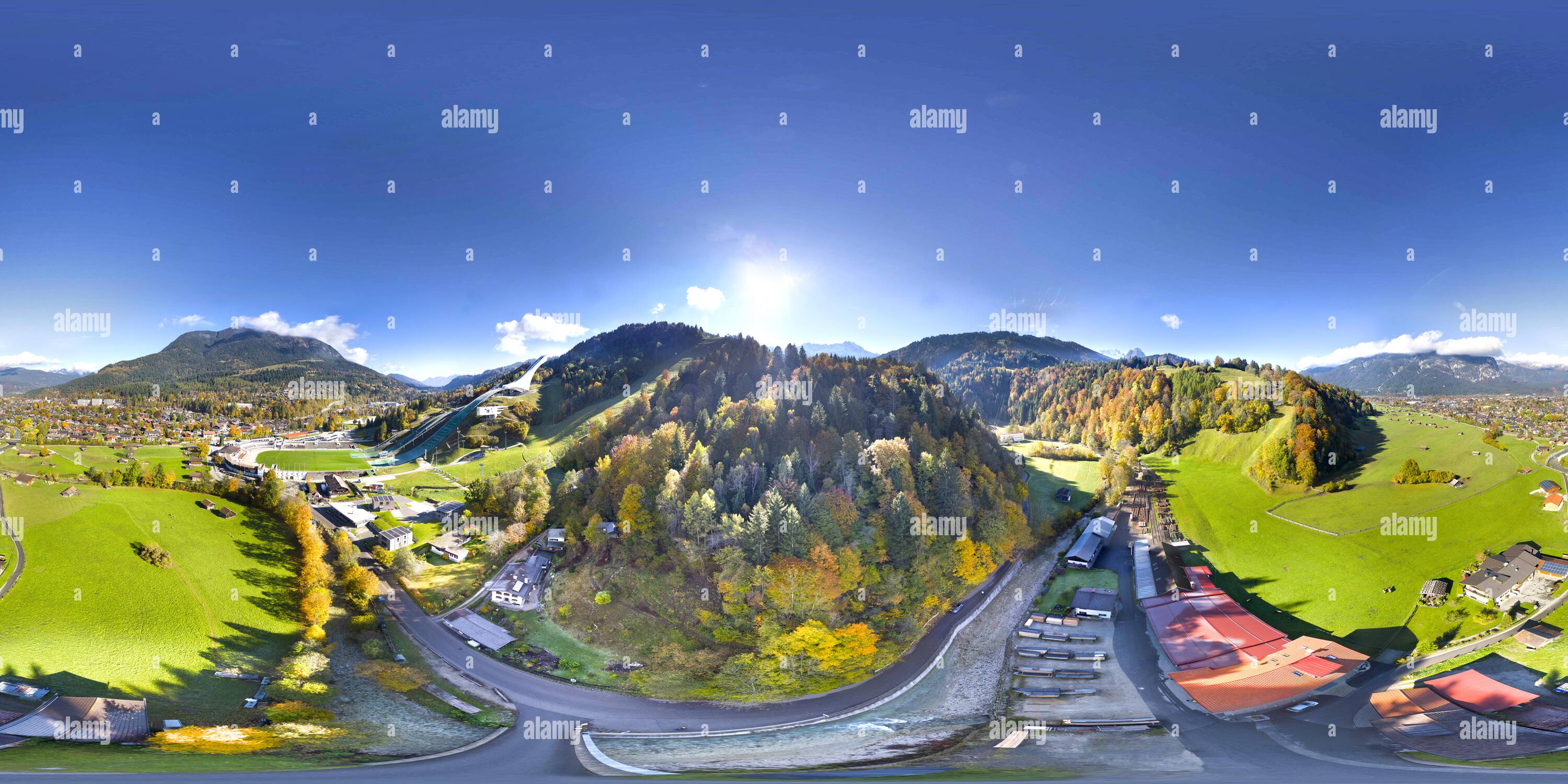 Visualizzazione panoramica a 360 gradi di Olympic Ski Jump Garmisch, Oct2016, Vista Aerea