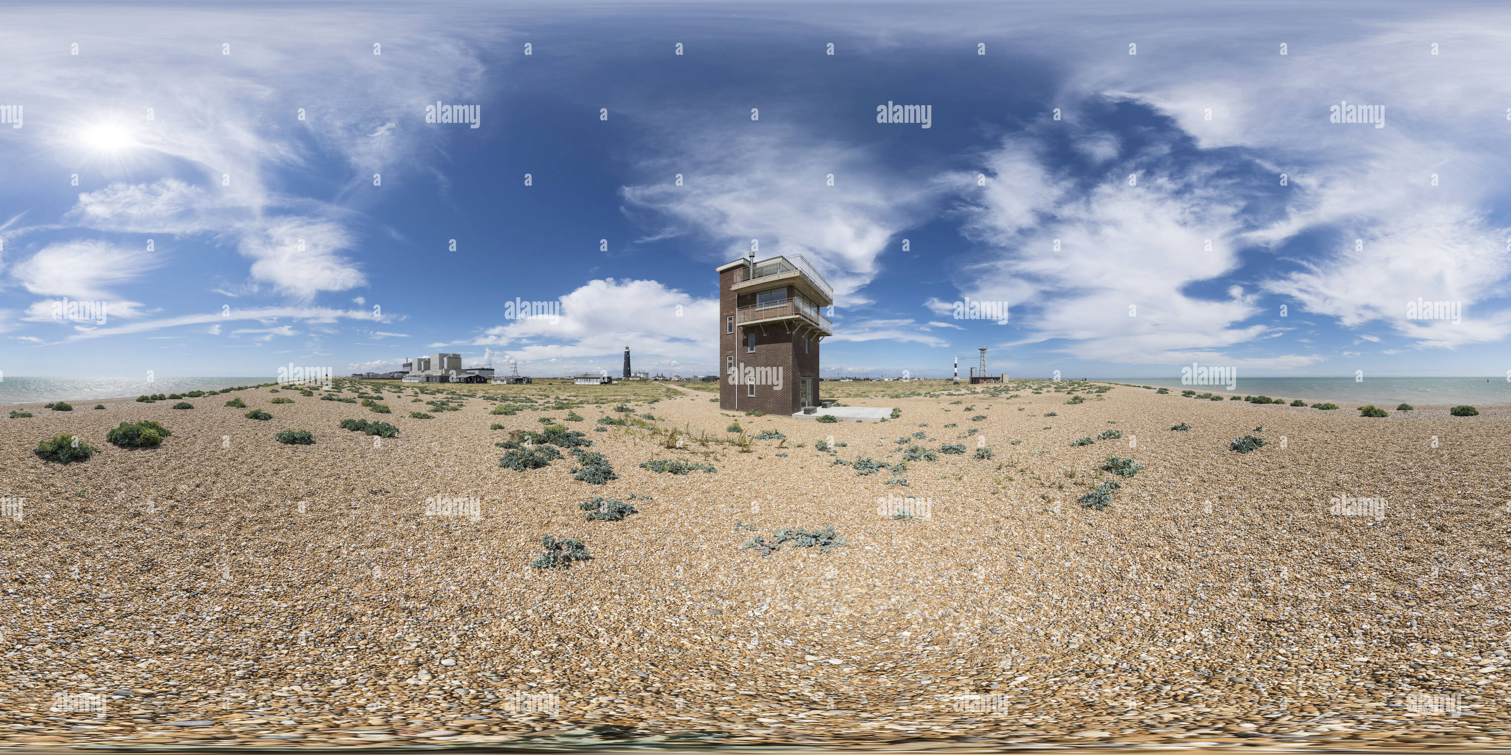 Visualizzazione panoramica a 360 gradi di Ex Stazione di guardacoste, Dungeness, Kent