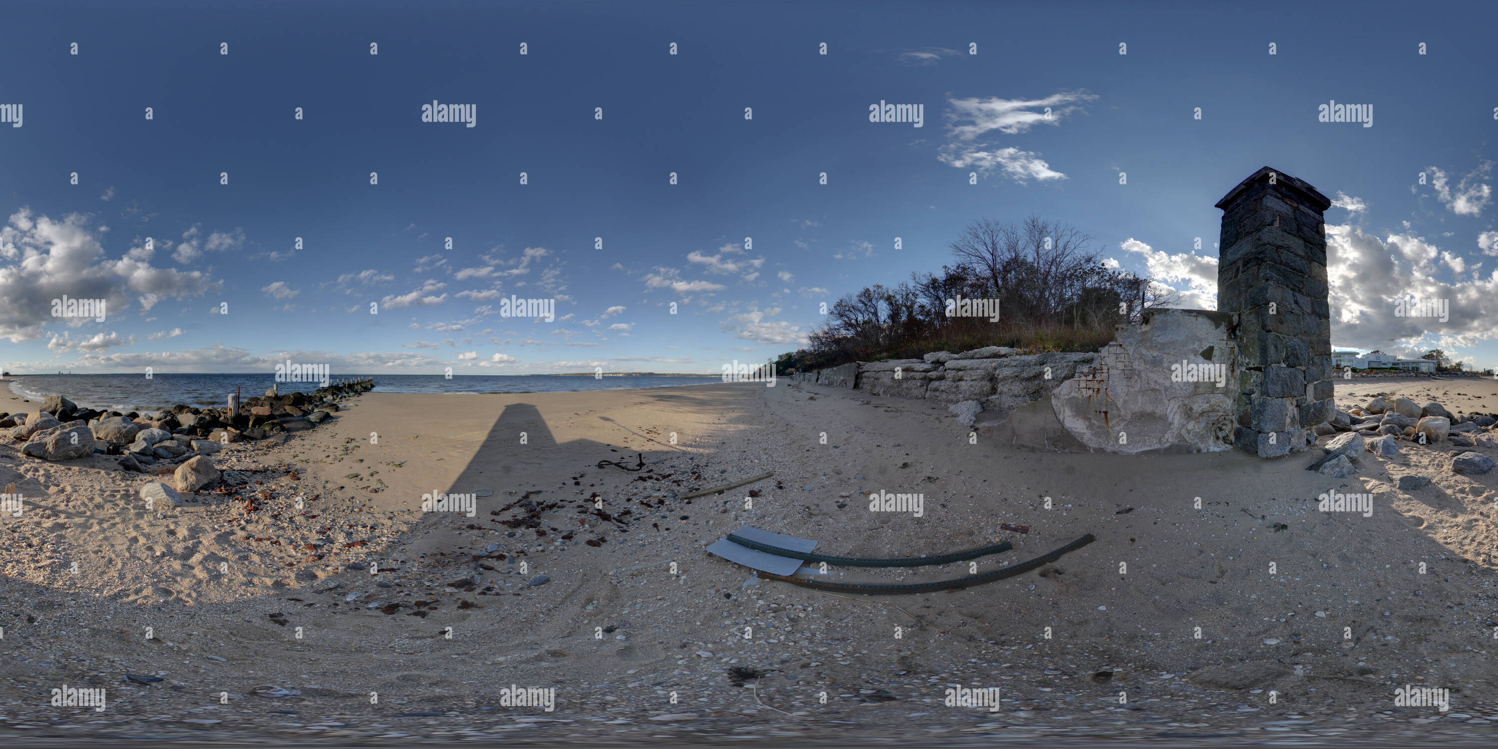 Visualizzazione panoramica a 360 gradi di Il West End di spiaggia Sands Point preservare NY