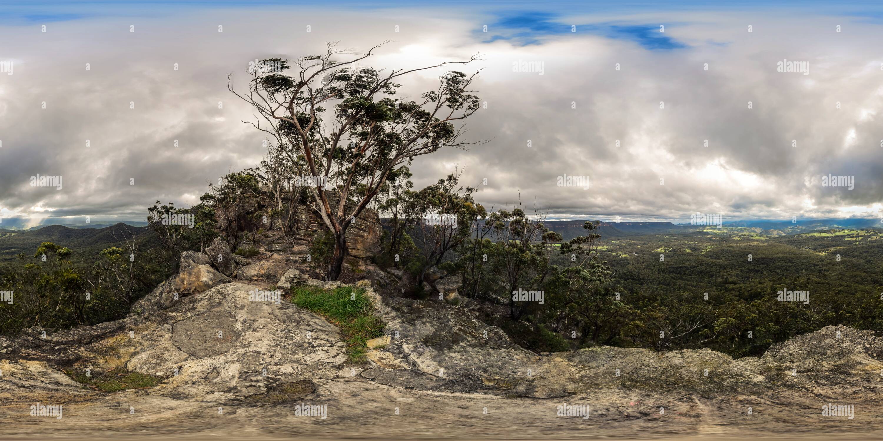 Visualizzazione panoramica a 360 gradi di Hargraves Lookout, Blackheath, NSW, Australia