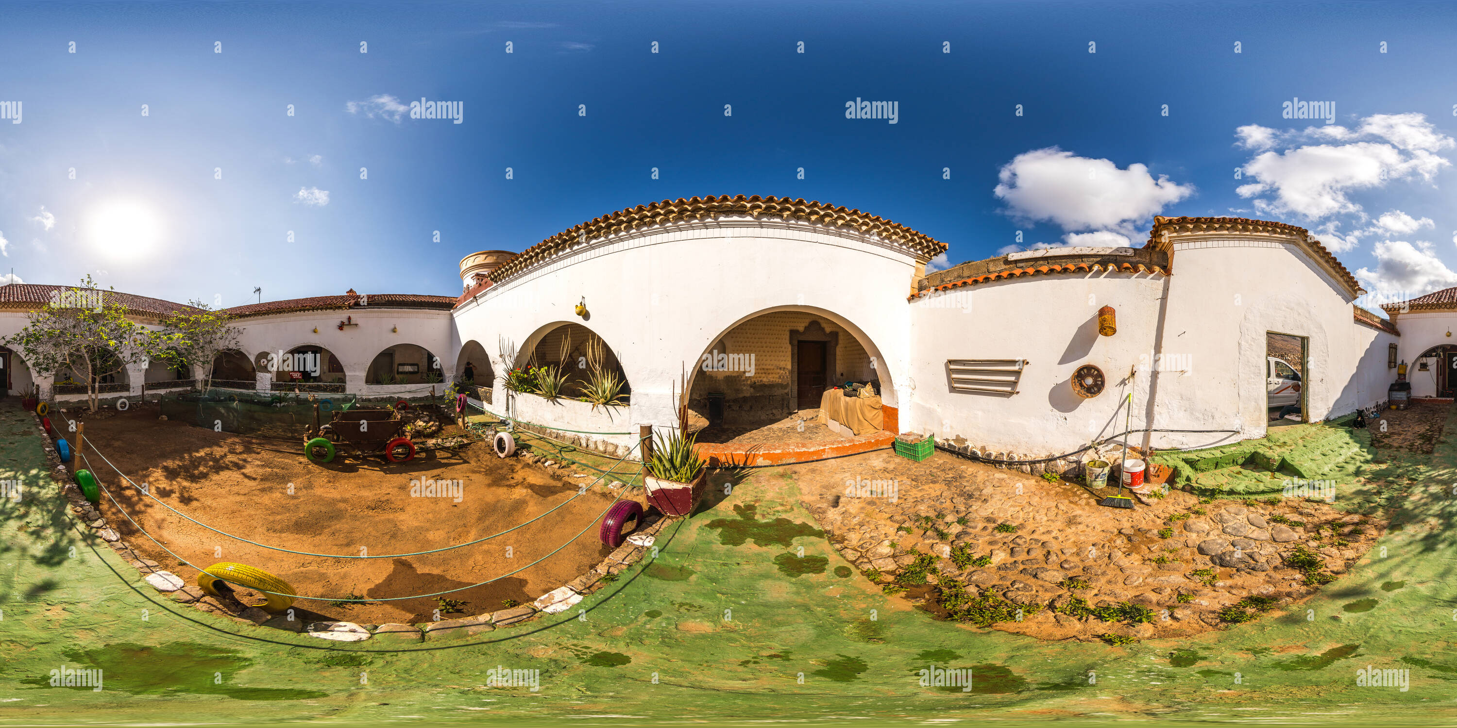 Visualizzazione panoramica a 360 gradi di Villa inverno, corte, Cofete, Fuerteventura