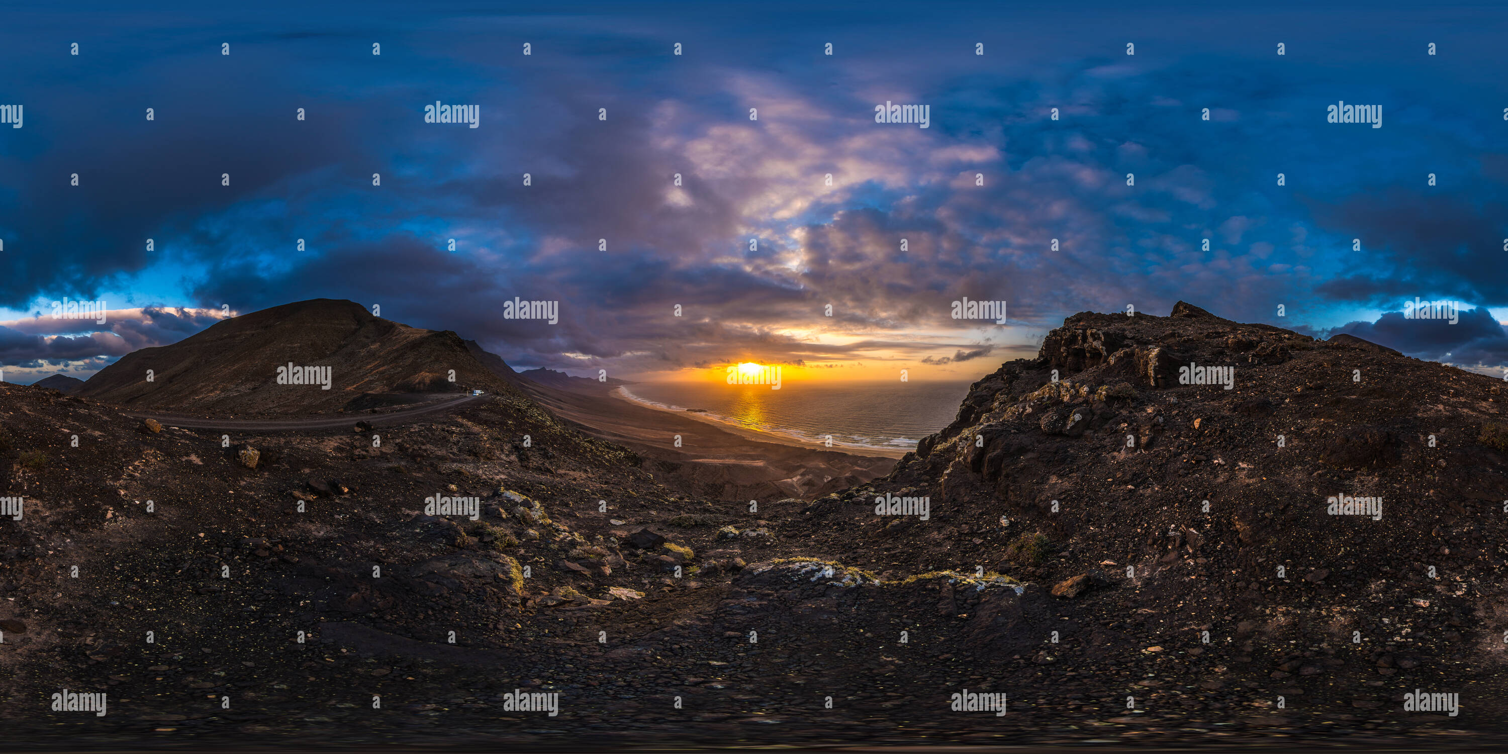 Visualizzazione panoramica a 360 gradi di Punto di vista attraverso la Westcoast, Jandia, Fuerteventura