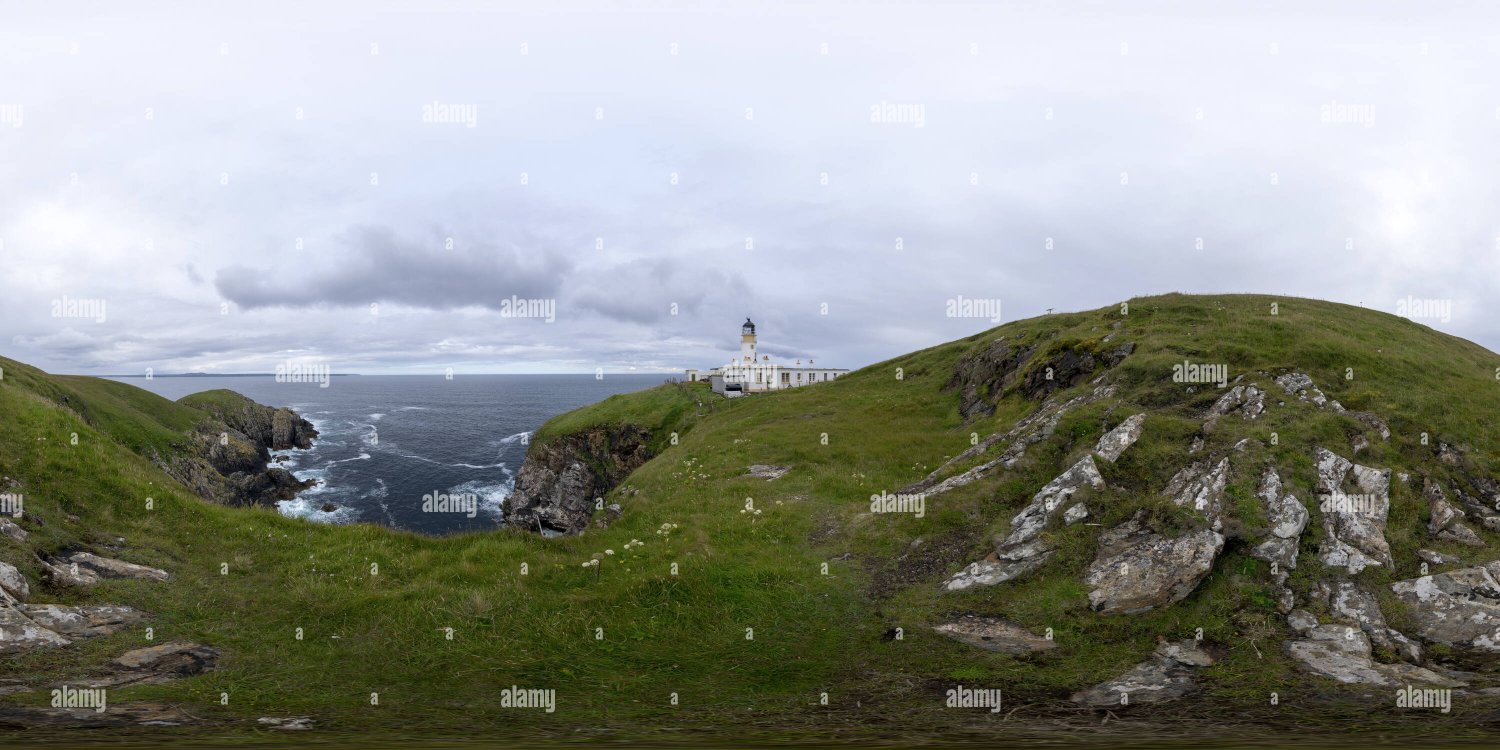 Visualizzazione panoramica a 360 gradi di Tiumpan Capo Faro, isola di Lewis