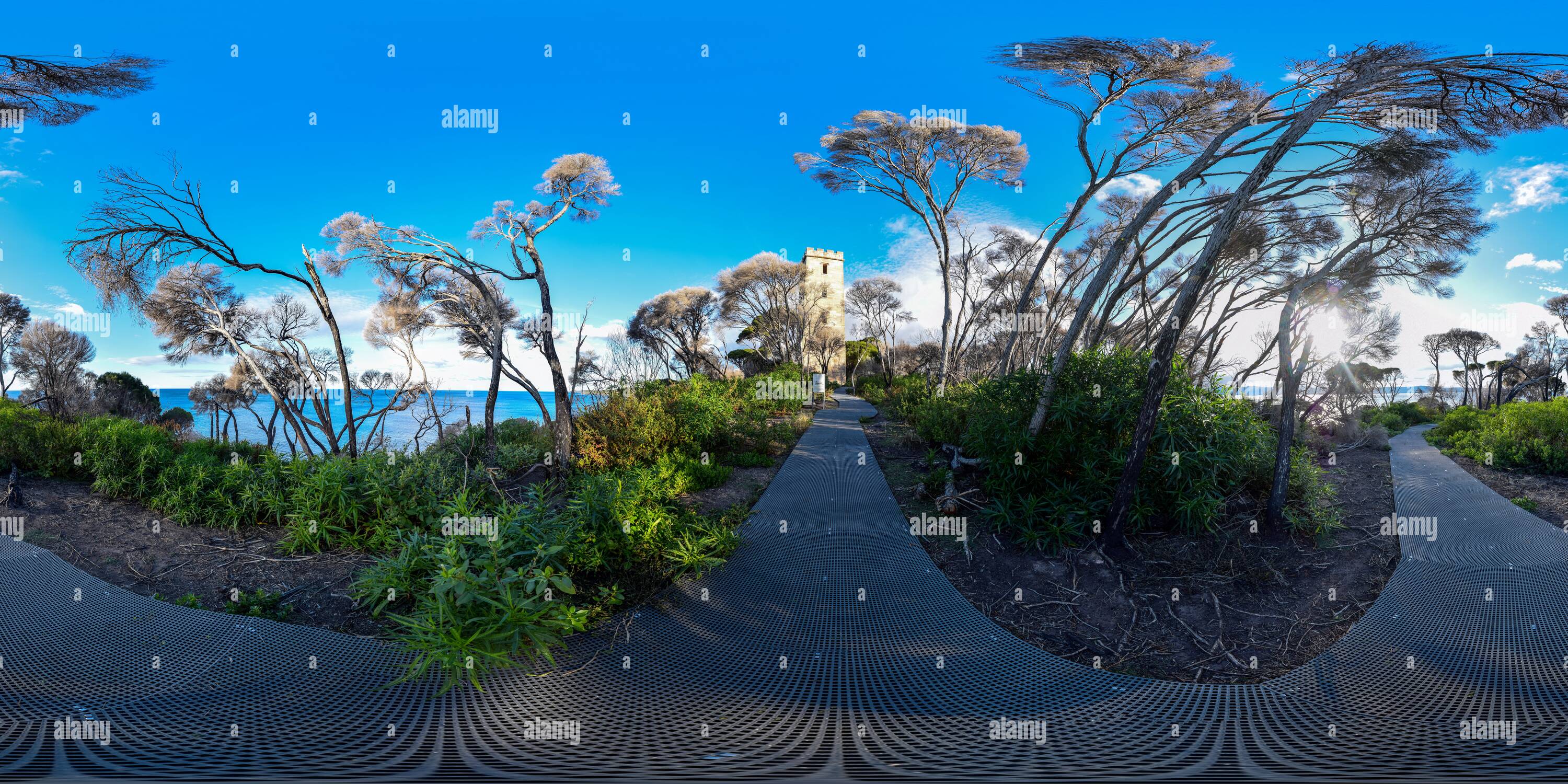 Visualizzazione panoramica a 360 gradi di Torre Boyds, Ben Boyd National Park, New South Wales, Australia