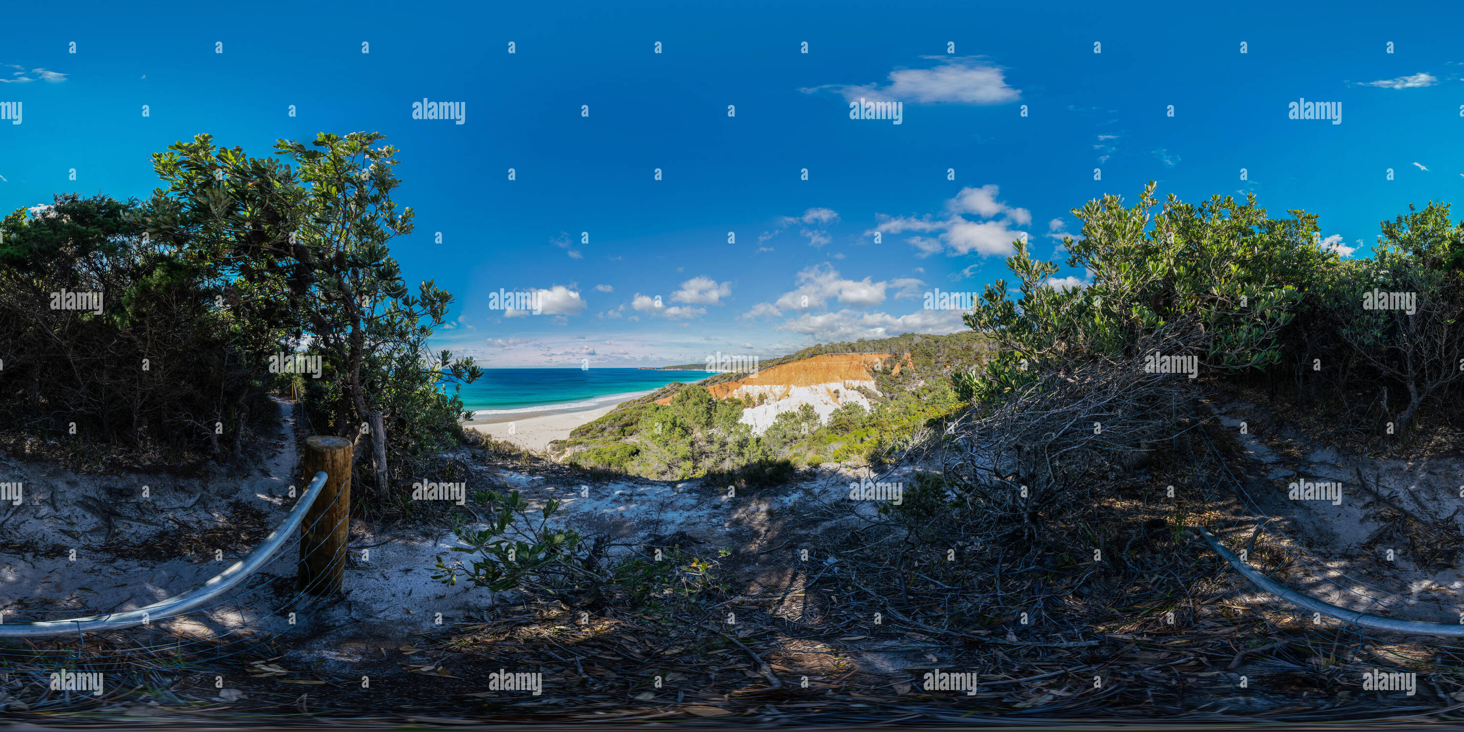 Visualizzazione panoramica a 360 gradi di I Pinnacoli, Pambula, Nuovo Galles del Sud, Australia