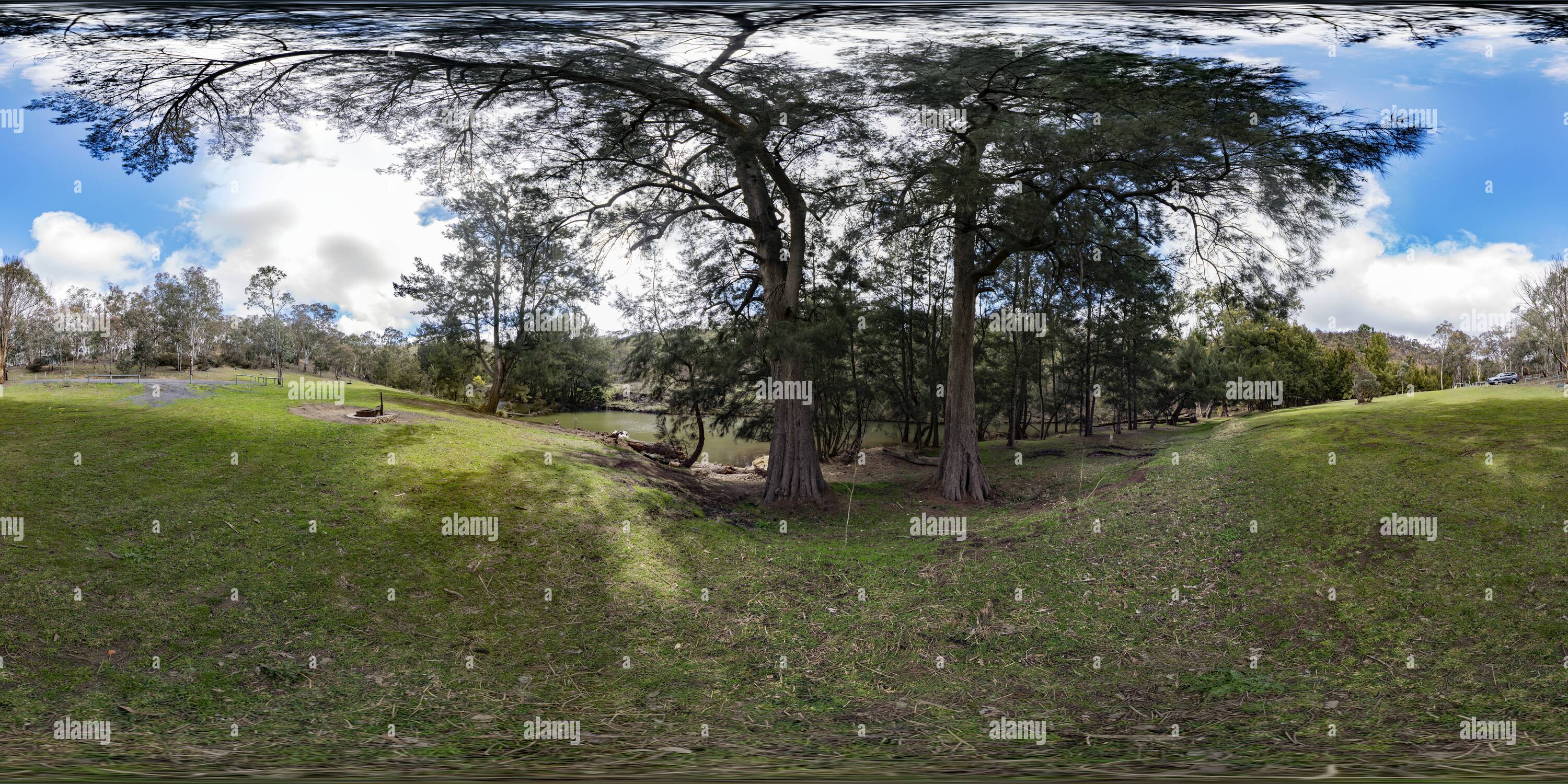 Visualizzazione panoramica a 360 gradi di Bummaroo Ford Campeggio, Cantieri Paling Goulburn, Nuovo Galles del Sud, Australia