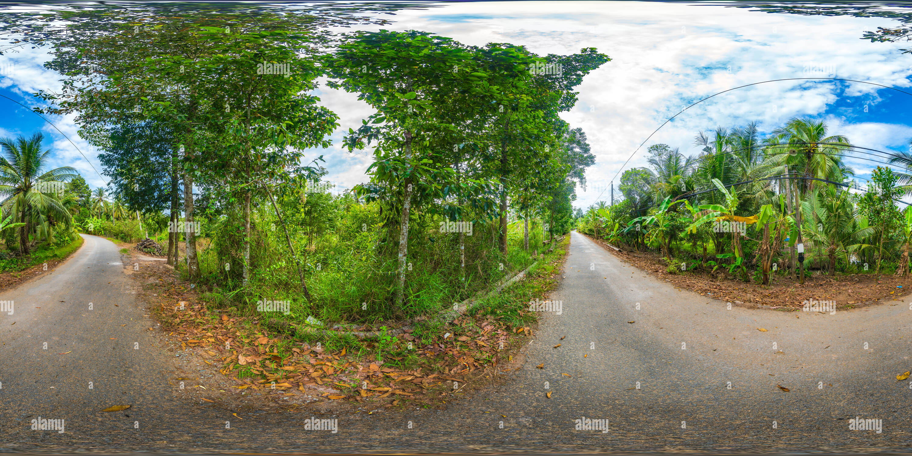 Visualizzazione panoramica a 360 gradi di Mekongdelta, in strada, ben tre, Vietnam