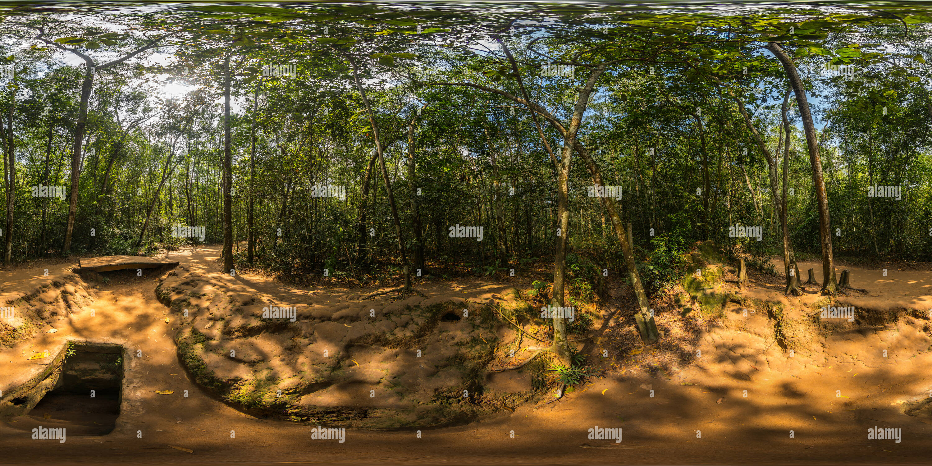 Visualizzazione panoramica a 360 gradi di Củ Chi Tunnel, Vietnam