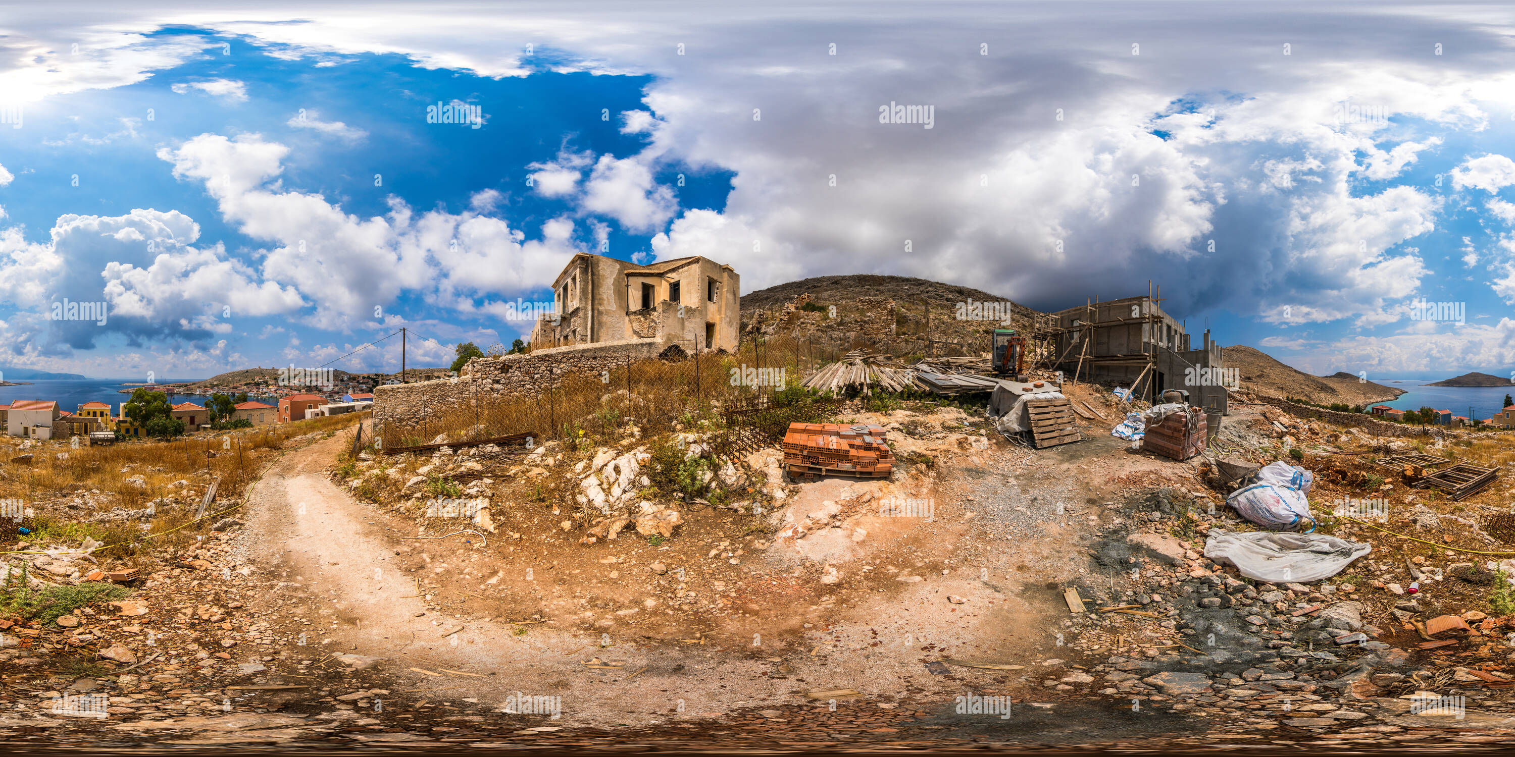 Visualizzazione panoramica a 360 gradi di Sito di costruzione dell'isola di Chalki, Rodi