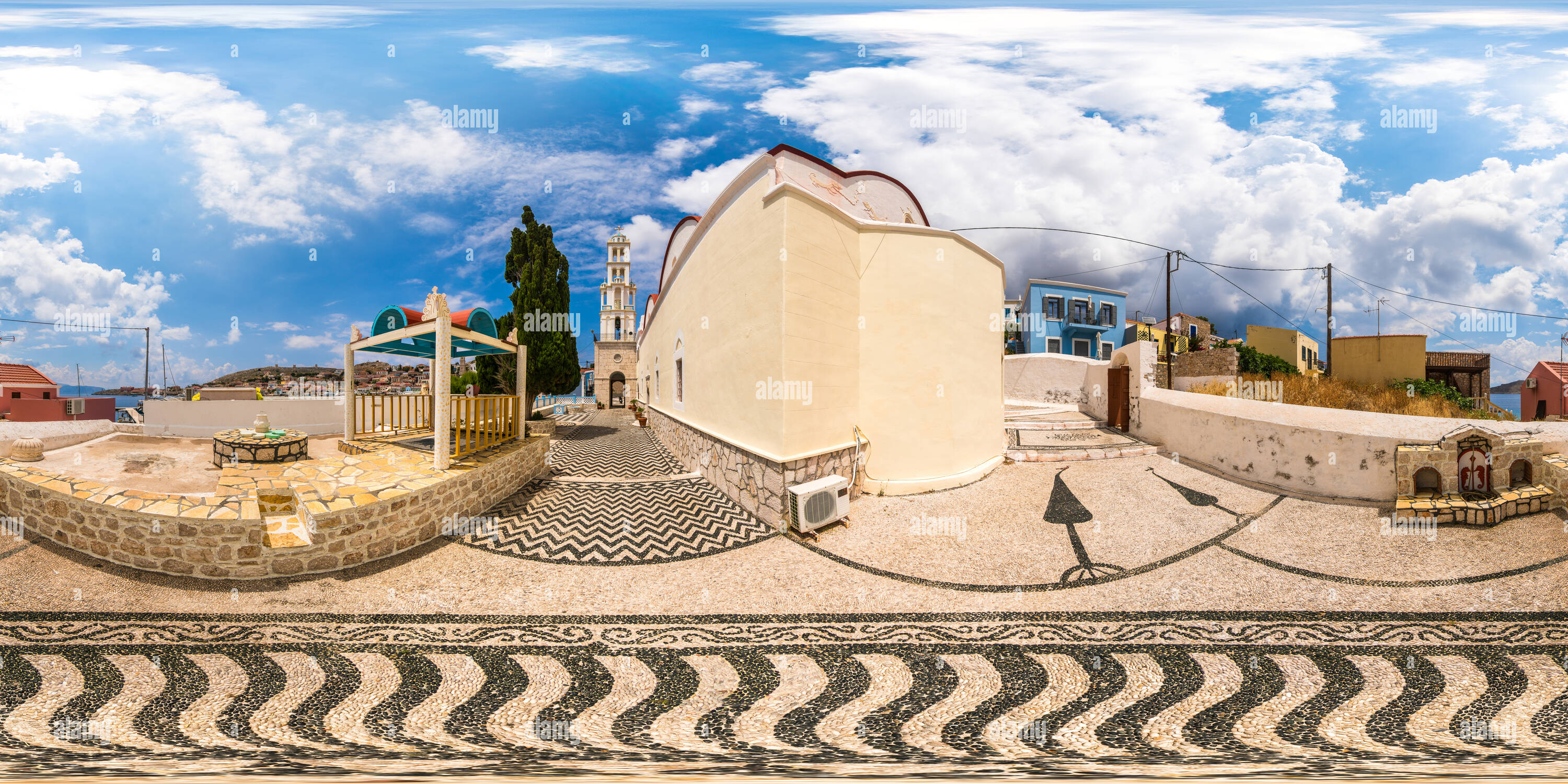 Visualizzazione panoramica a 360 gradi di Saint Nicholas sull isola di Chalki, Rodi