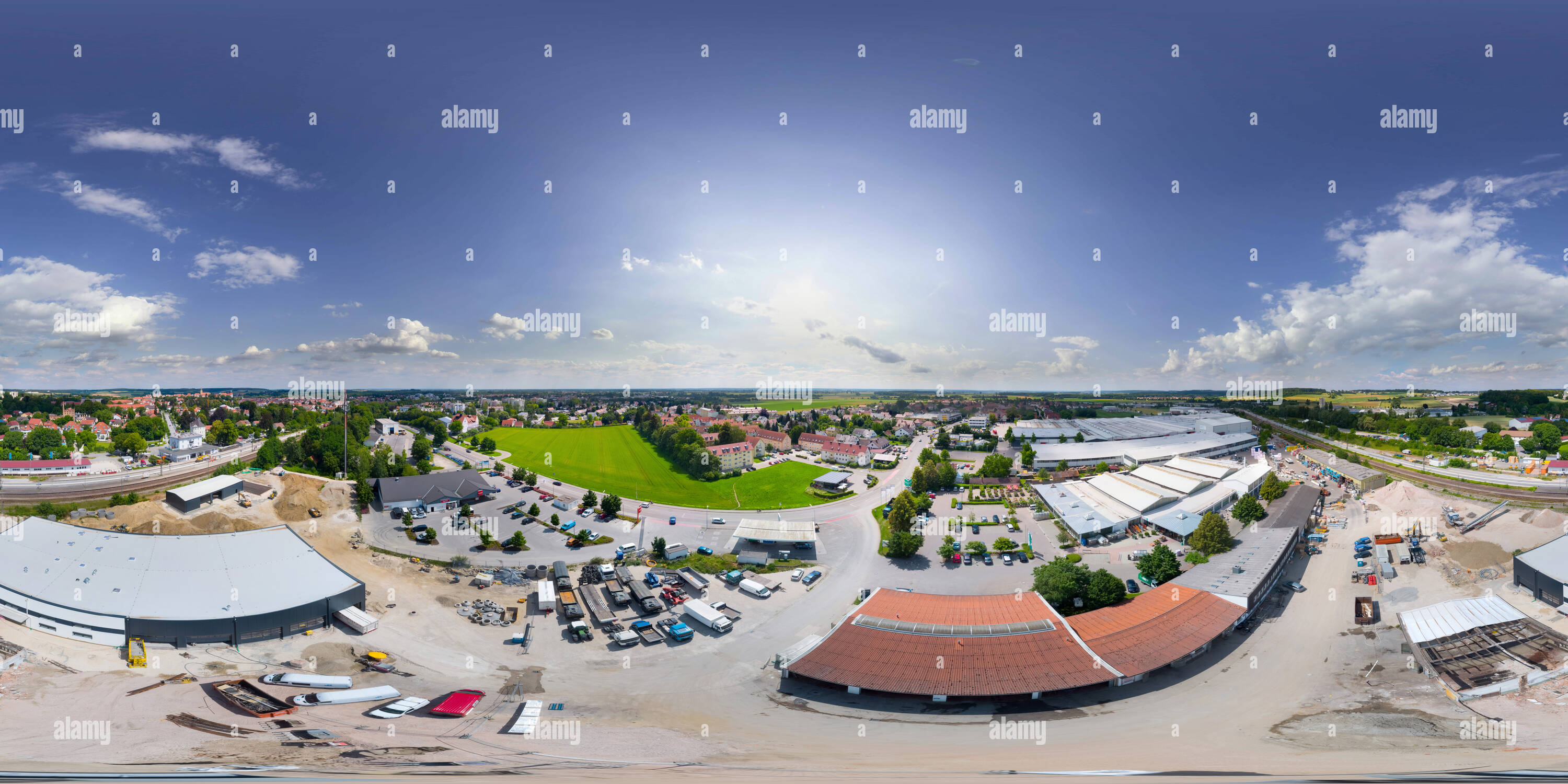 Visualizzazione panoramica a 360 gradi di Neuburg sul Danubio, 20giu2018, Vista Aerea
