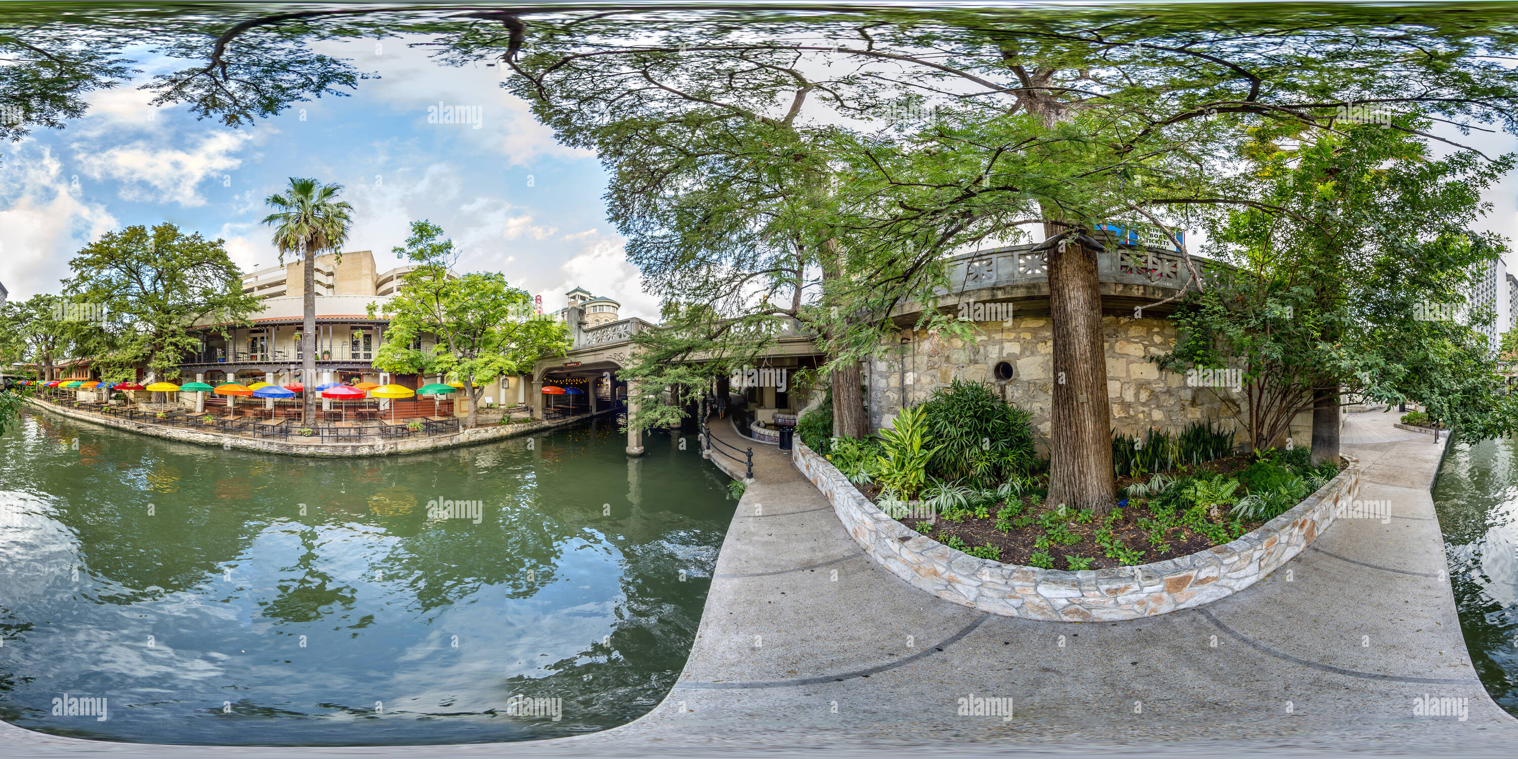 Visualizzazione panoramica a 360 gradi di San Antonio Tx Riverwalk Commerce St