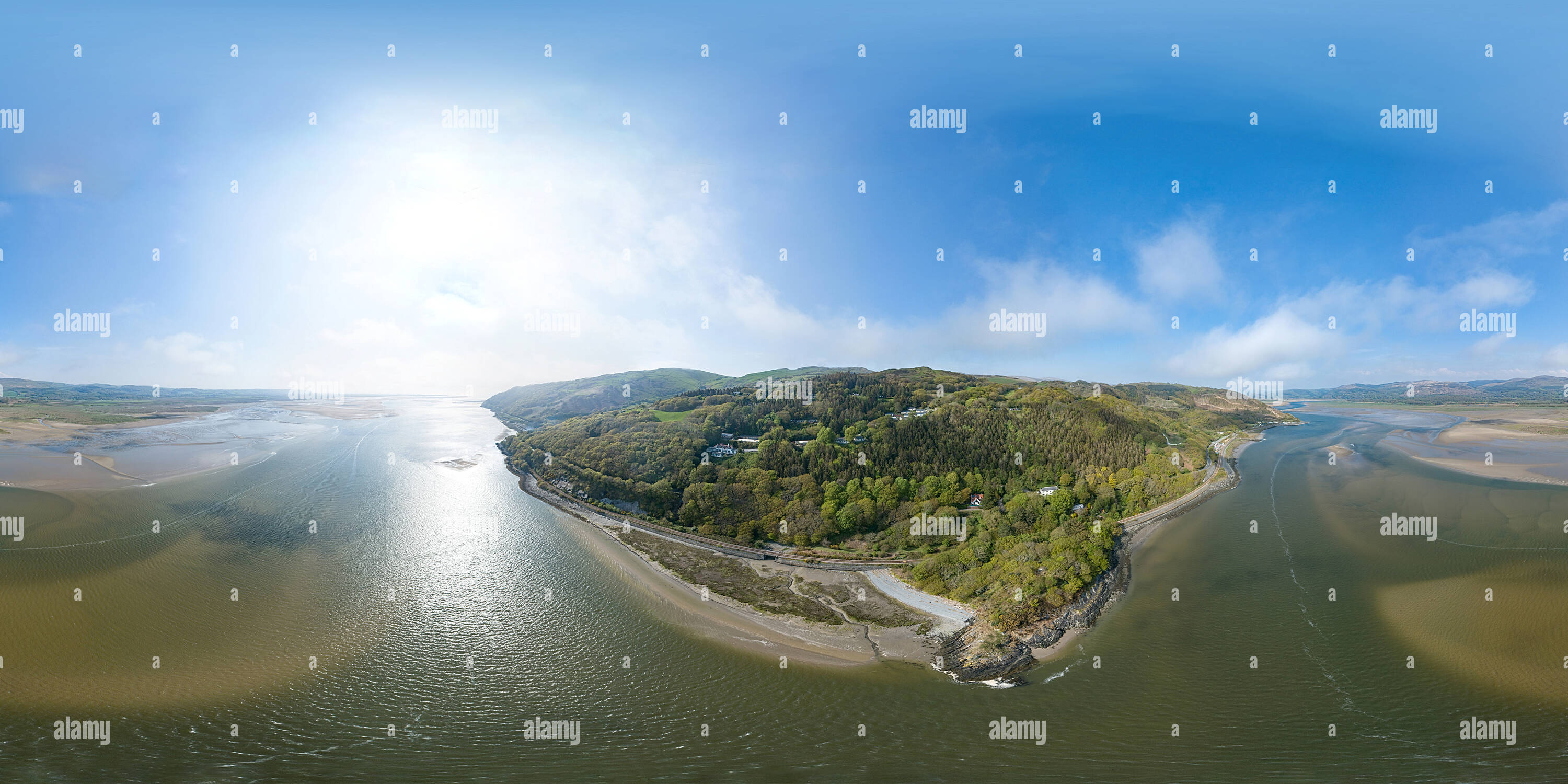 Visualizzazione panoramica a 360 gradi di Dyfi Estuary - Aberdovey, Wales, Regno Unito bella posizione !