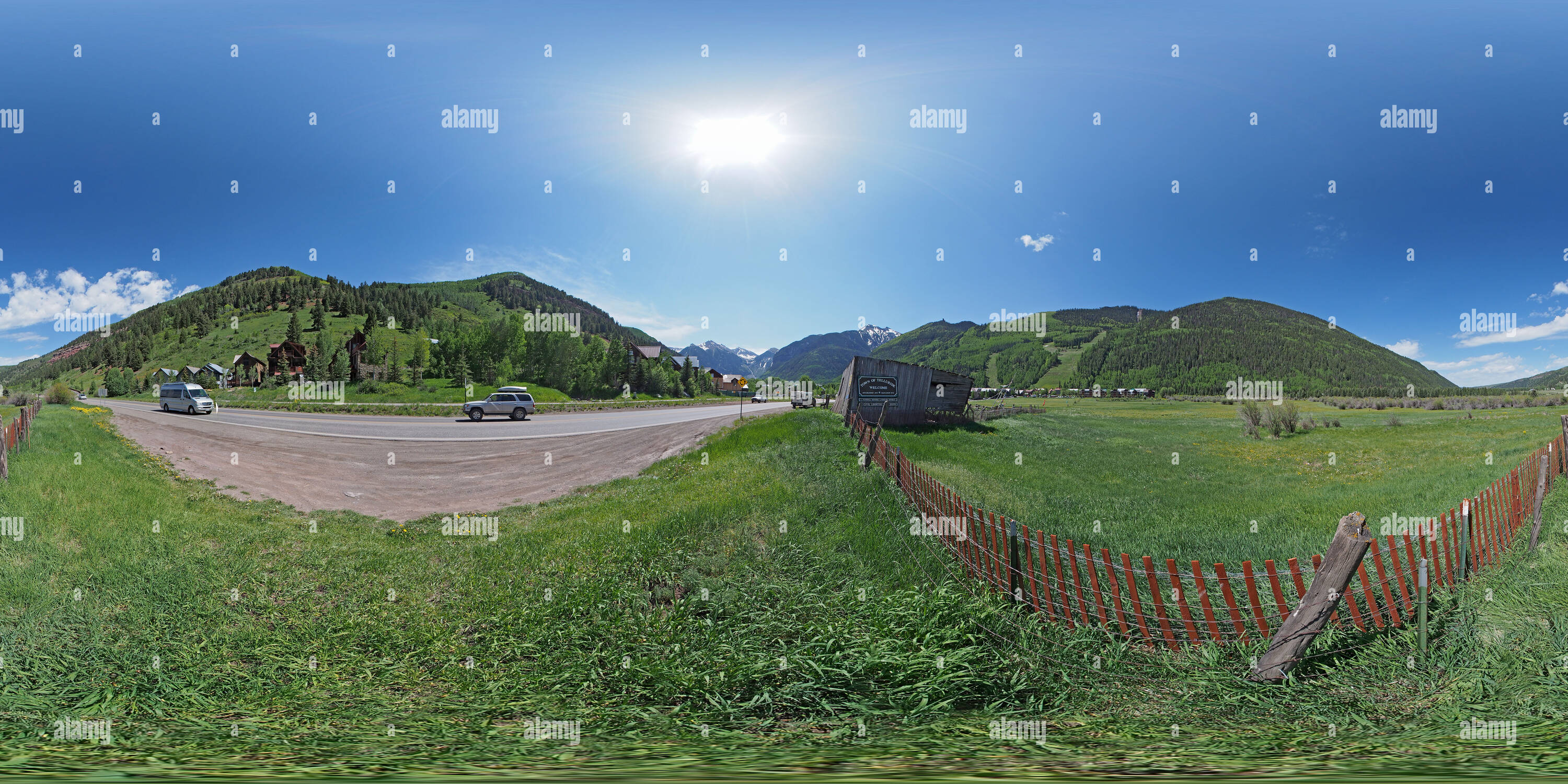 Visualizzazione panoramica a 360 gradi di Telluride segno di benvenuto