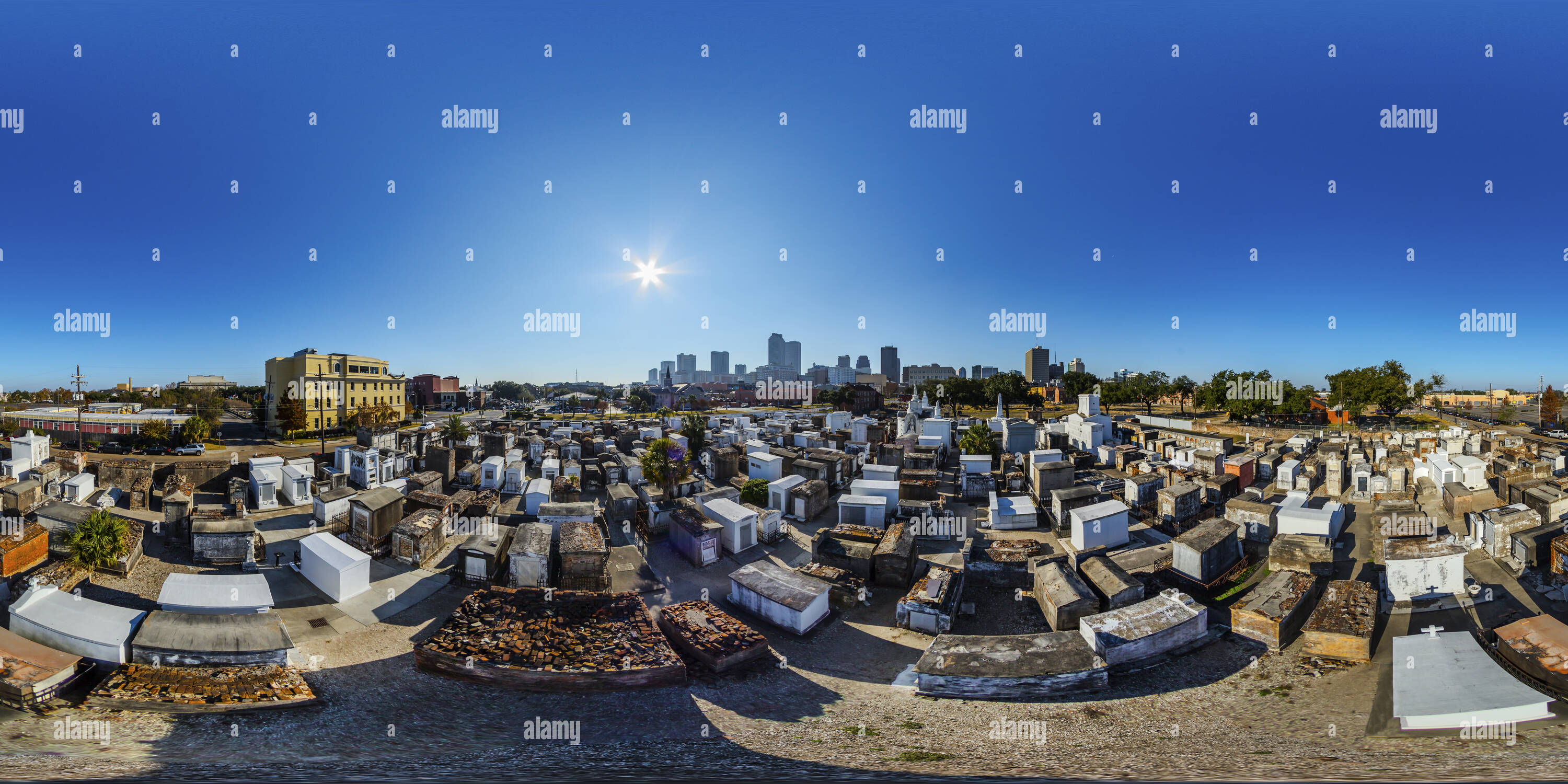 Visualizzazione panoramica a 360 gradi di St Louis cimitero n. 1, New Orleans, Louisiana