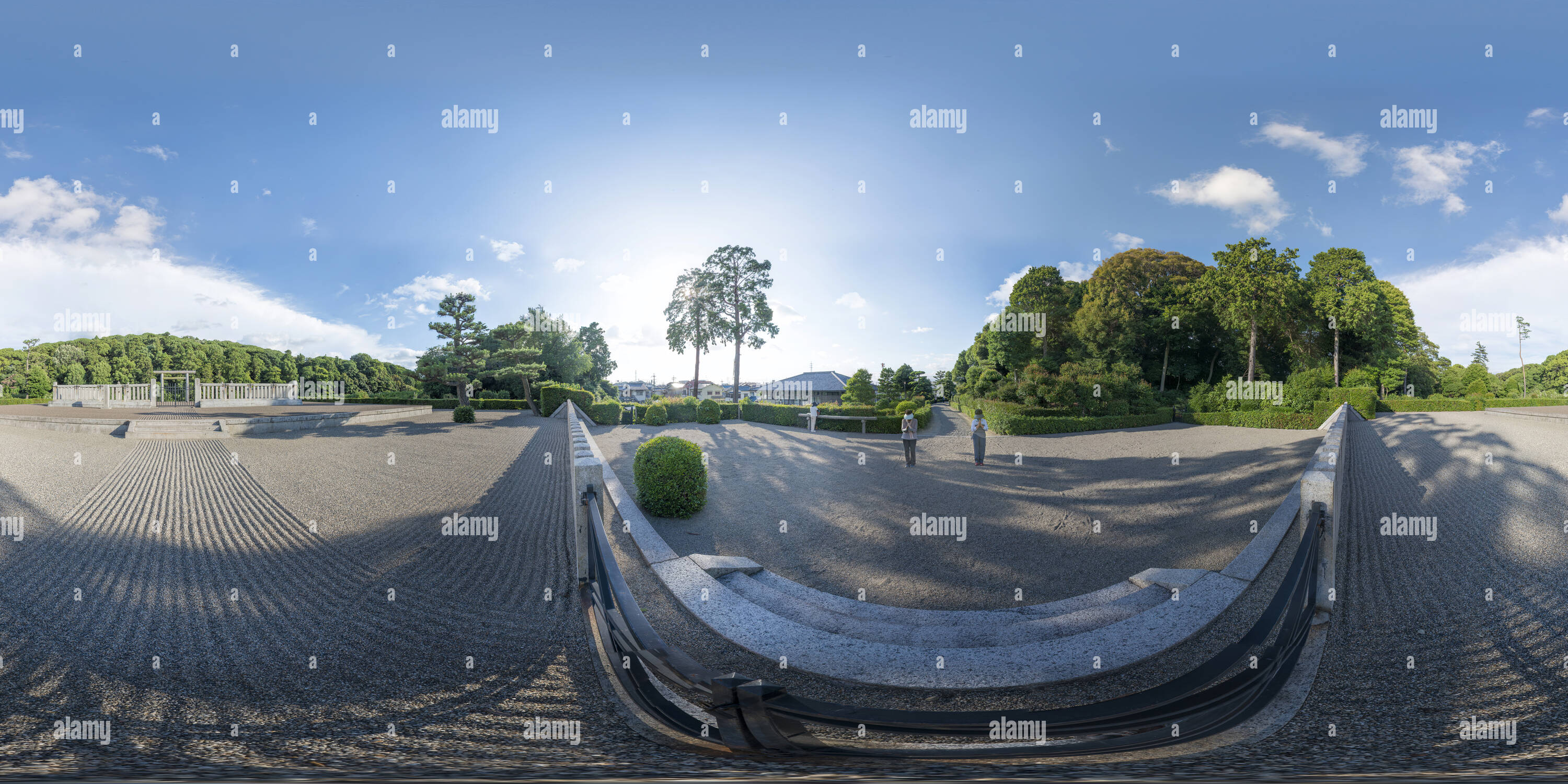 Visualizzazione panoramica a 360 gradi di Oujin imperatore antica tomba dall inizio del V secolo, Habikino, Osaka