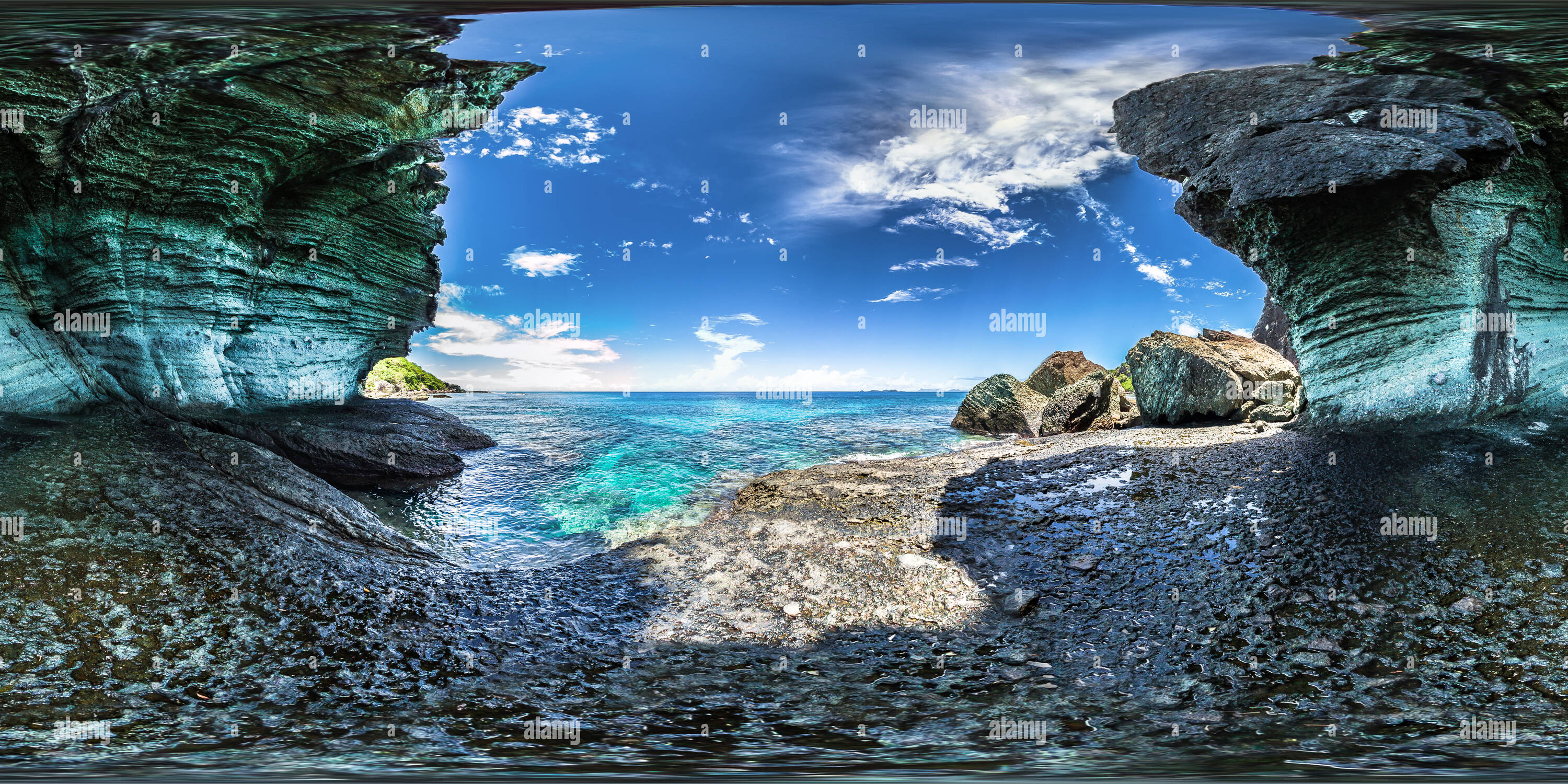 Visualizzazione panoramica a 360 gradi di Tom Hanks grotta - Cast Away Movie set - Monu Island - Isole Fidji