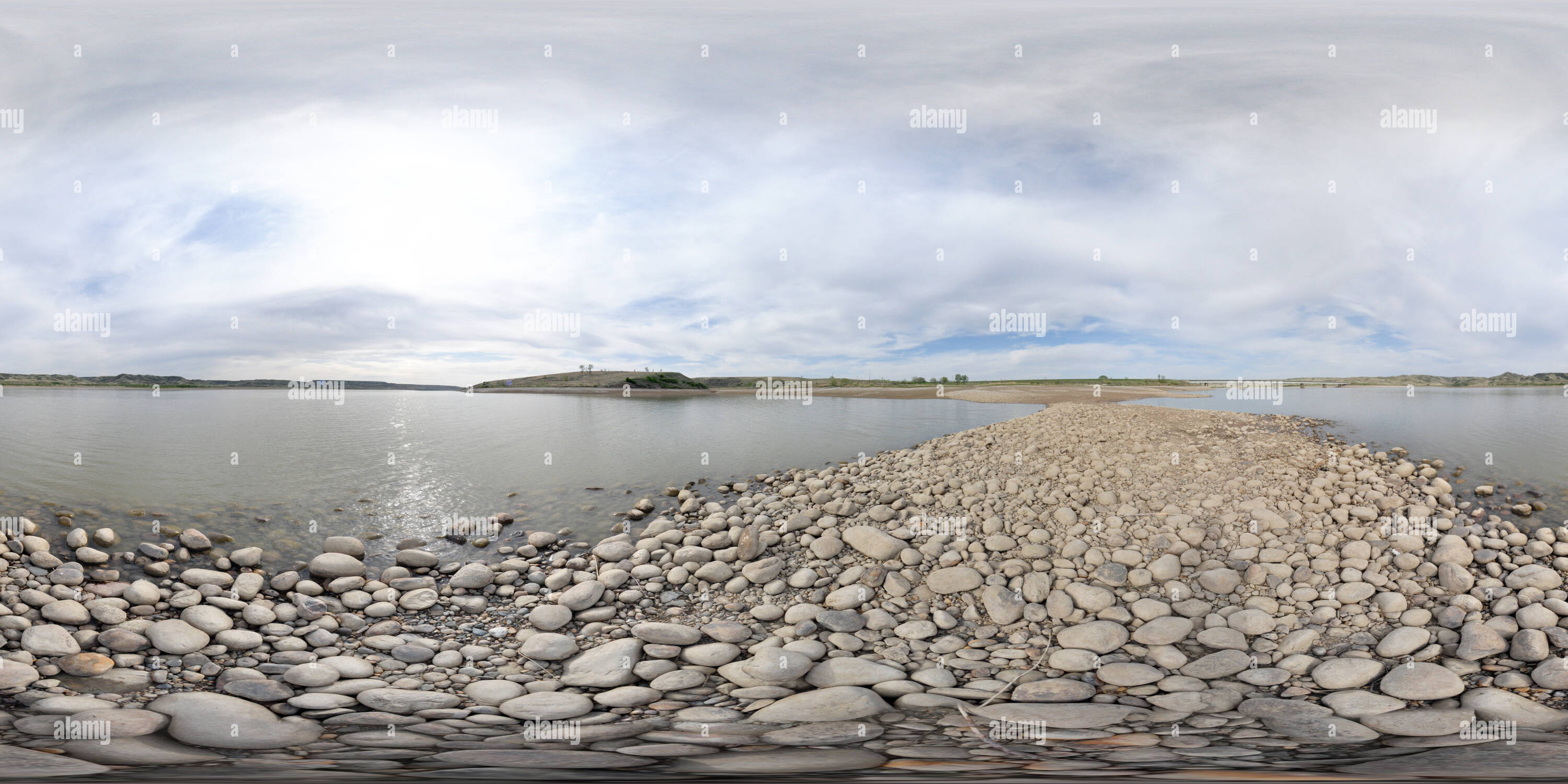 Visualizzazione panoramica a 360 gradi di Saskatchewan sbarco punto sul fiume