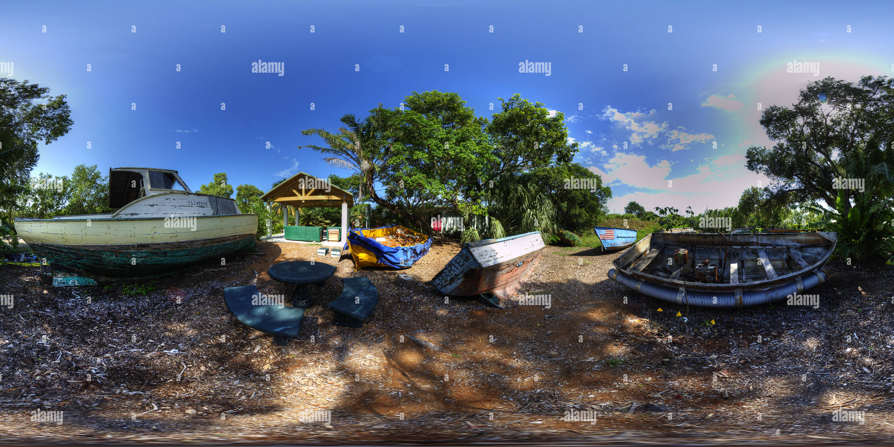 Visualizzazione panoramica a 360 gradi di Rifugiati cubani barche Key West 3