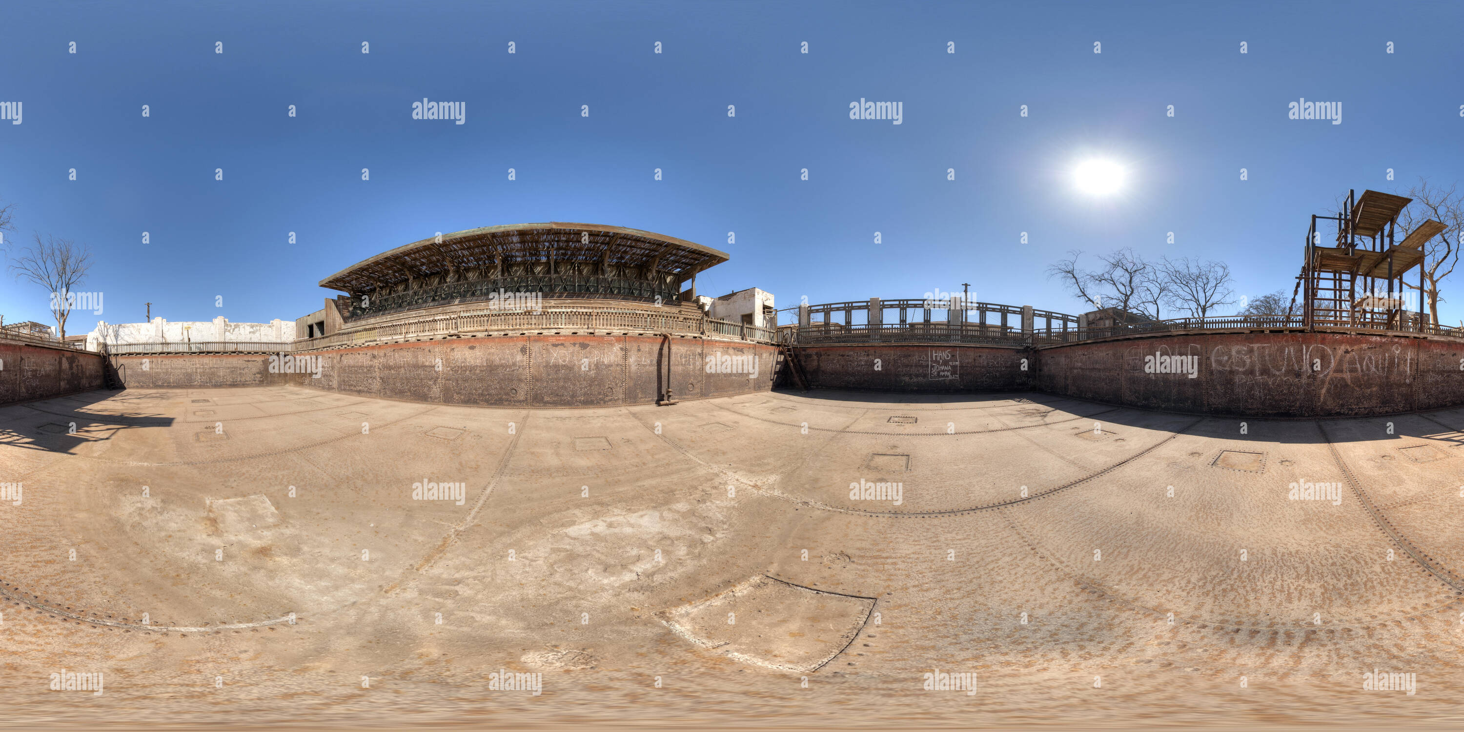 Visualizzazione panoramica a 360 gradi di Di salnitro di Humberstone funziona, Cile