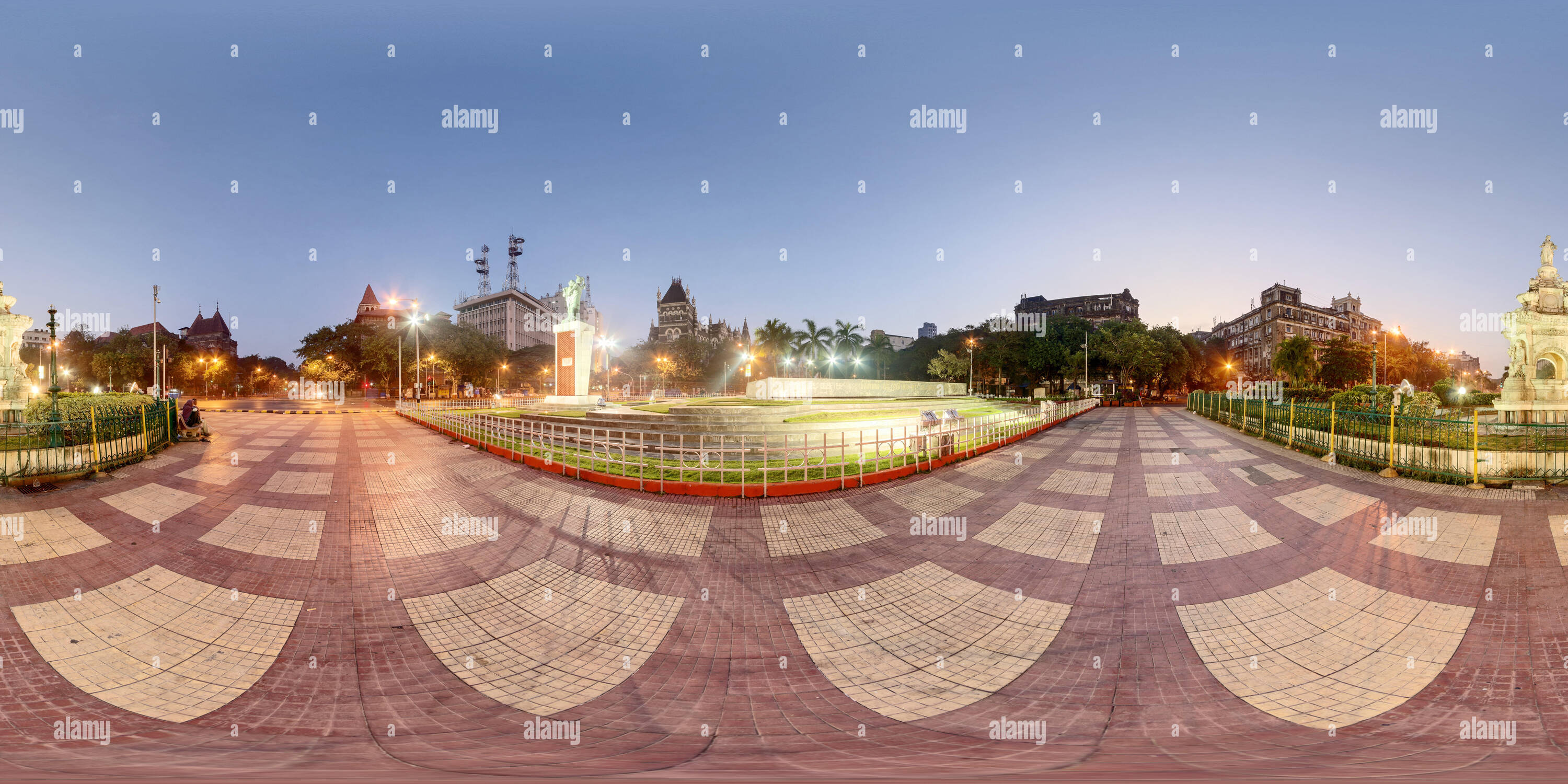 Visualizzazione panoramica a 360 gradi di Fontana della flora, Sud di Mumbai, India