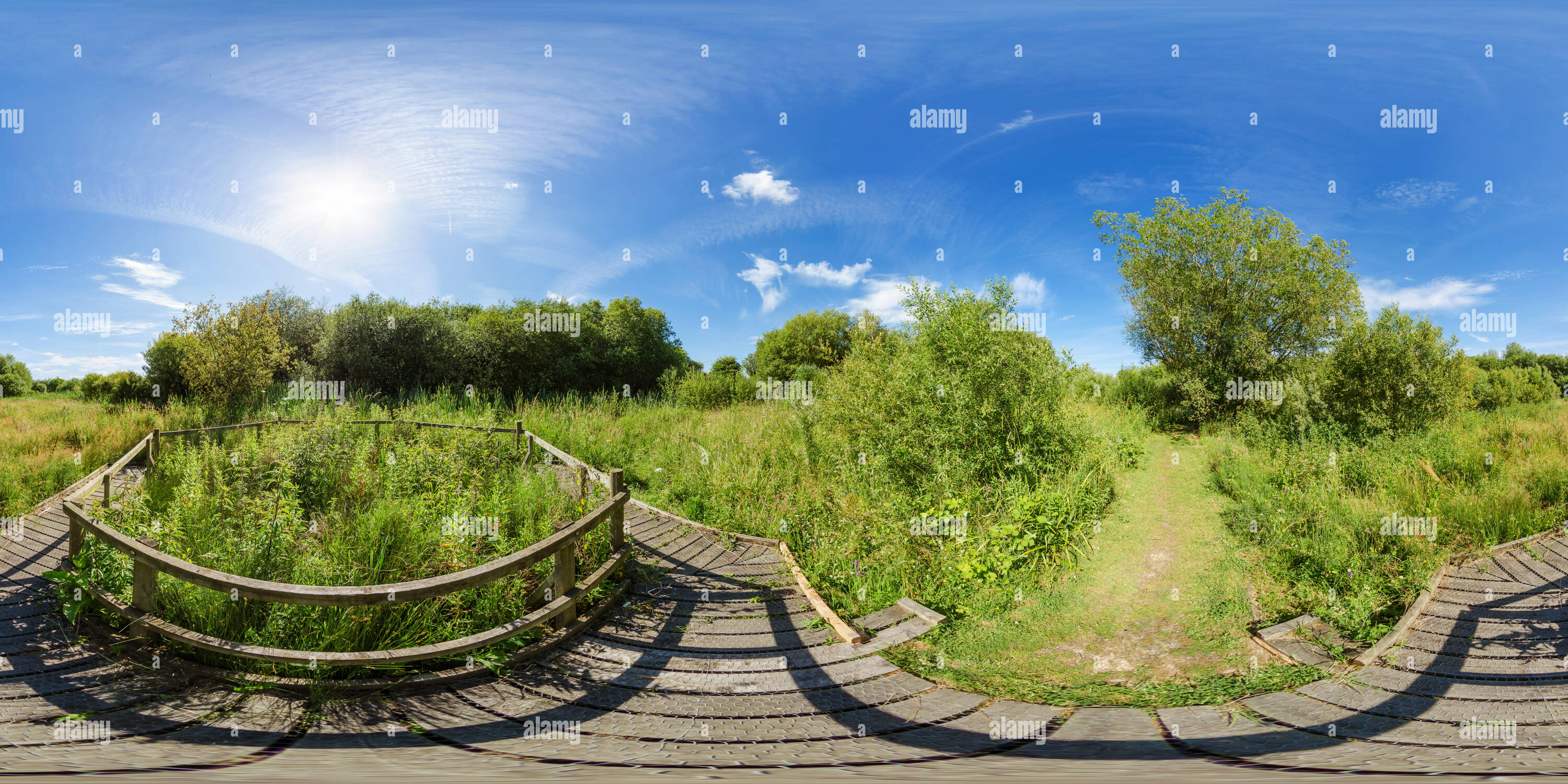 Visualizzazione panoramica a 360 gradi di Mowbray campi Riserva Naturale, Oxfordshire, Regno Unito