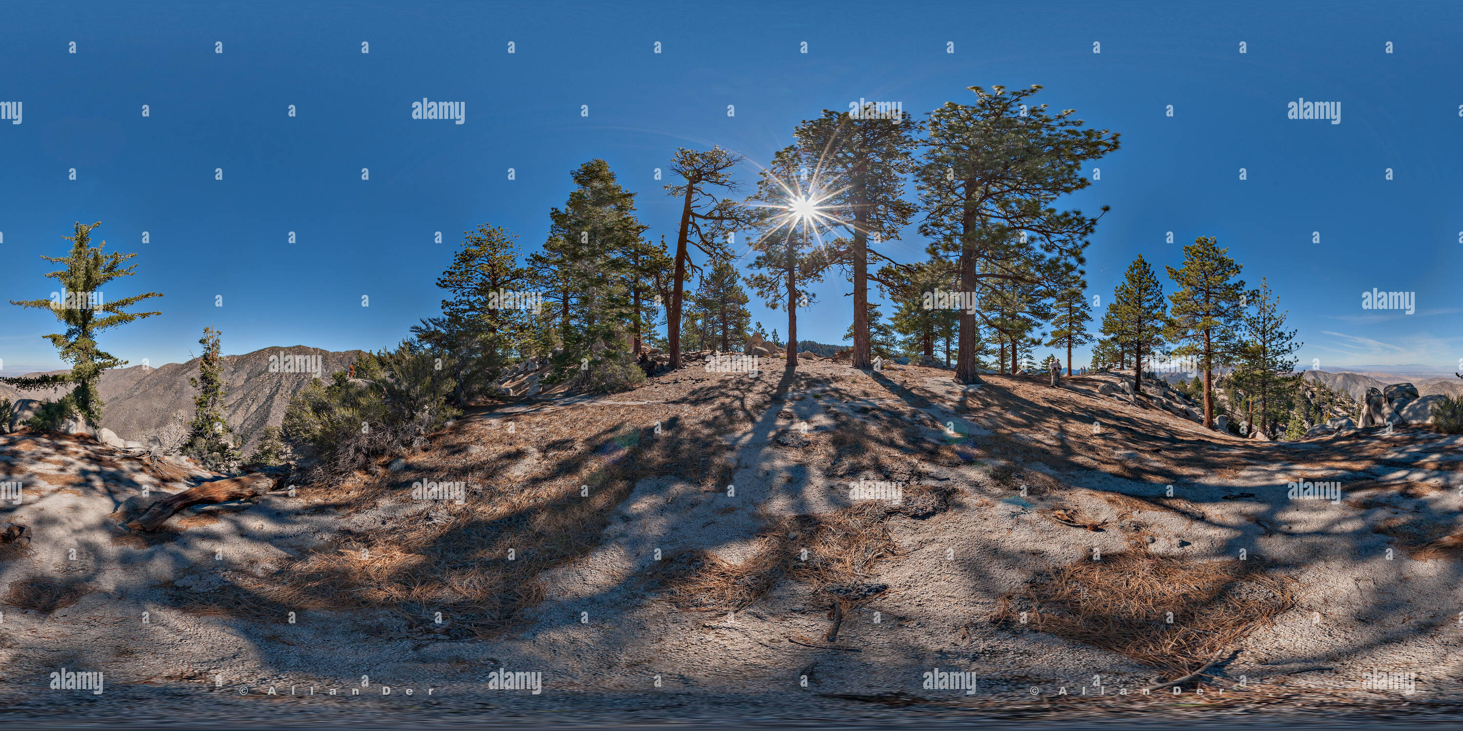 Visualizzazione panoramica a 360 gradi di Winston Ridge escursione, montagne di San Gabriel monumento nazionale