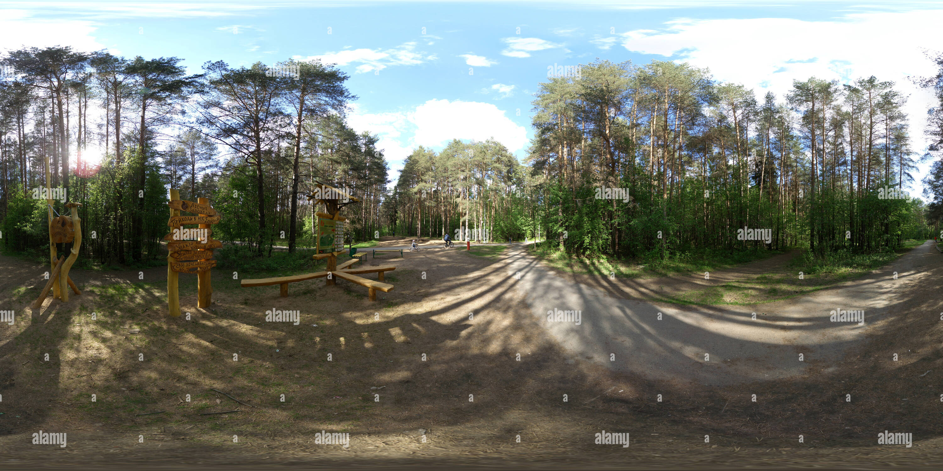 Visualizzazione panoramica a 360 gradi di Тропинка открытий в лесу Чугаевском