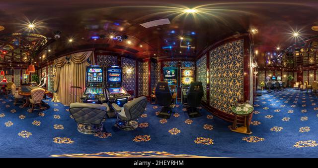 Las vegas eua abril 2017 panorama hdri sem costura completo vista de ângulo  de 360 graus no cassino vip de luxo de elite interior com mesa de bilhar em  estilo verde em